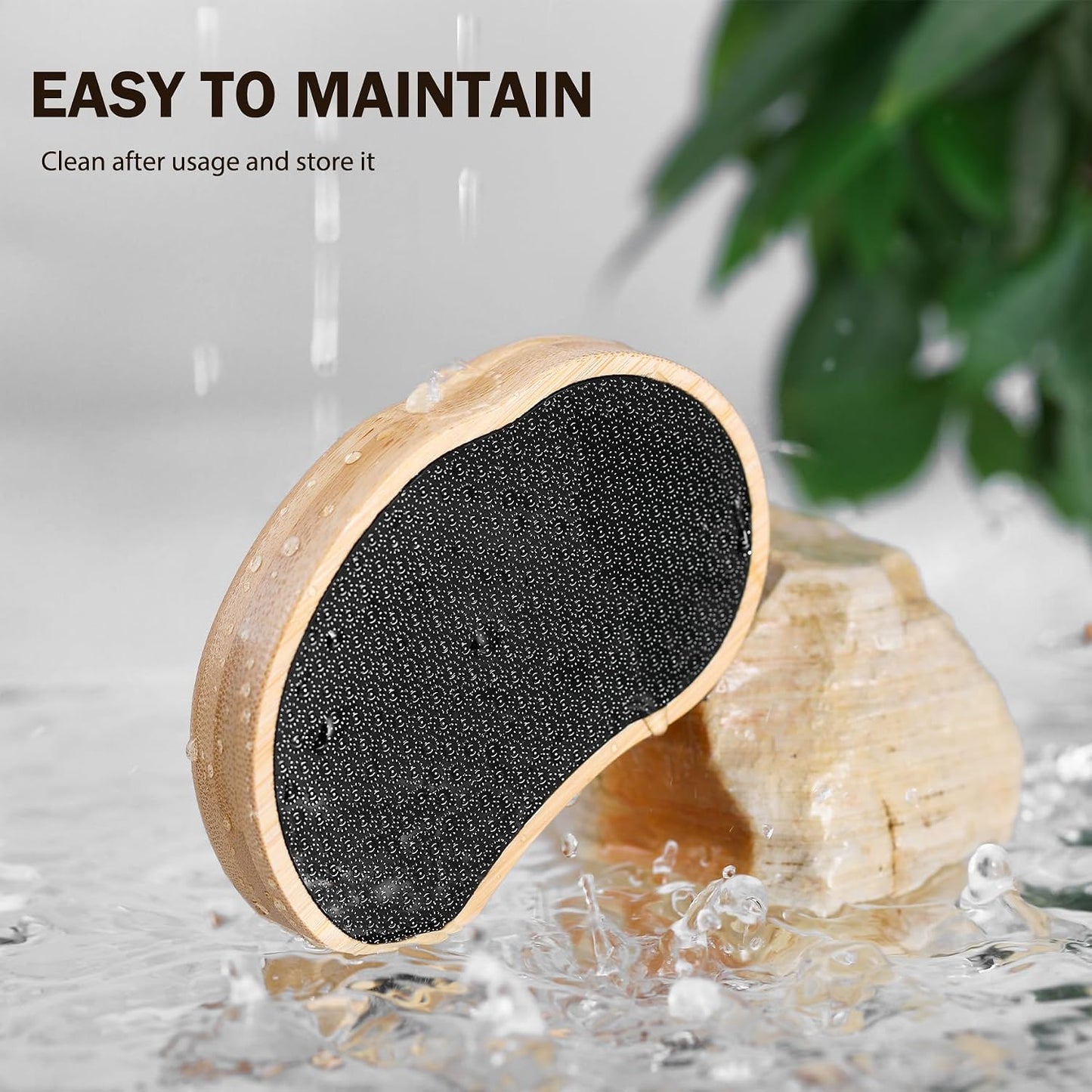 Nano Glass Foot File - Bamboo Handle Dead Skin Remover | Gentle Pedicure Tool for Soft Feet (Yellow)