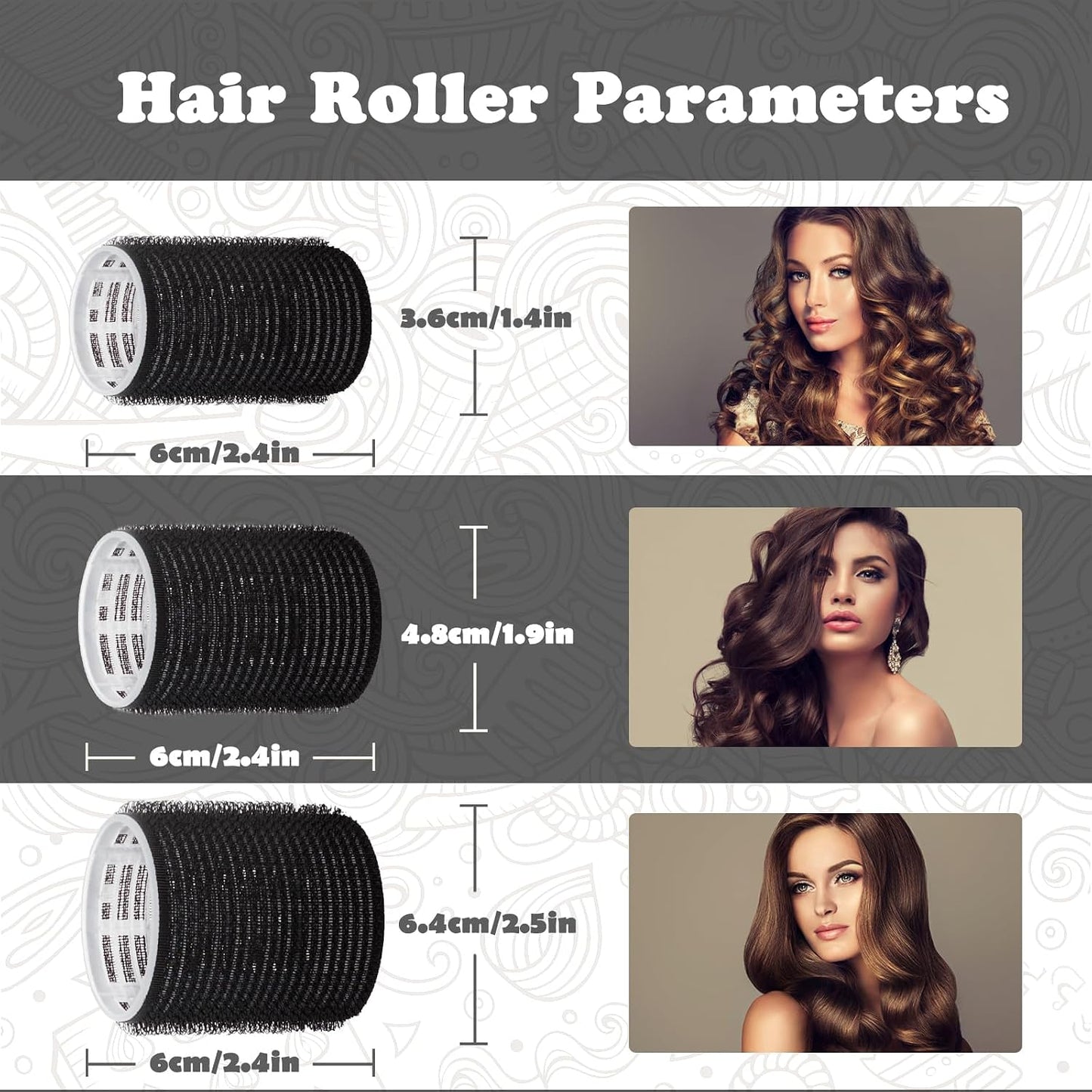 Hair Roller Set - 18 Pcs Curlers with Clips & Comb for DIY Hairstyles | 3 Sizes Included