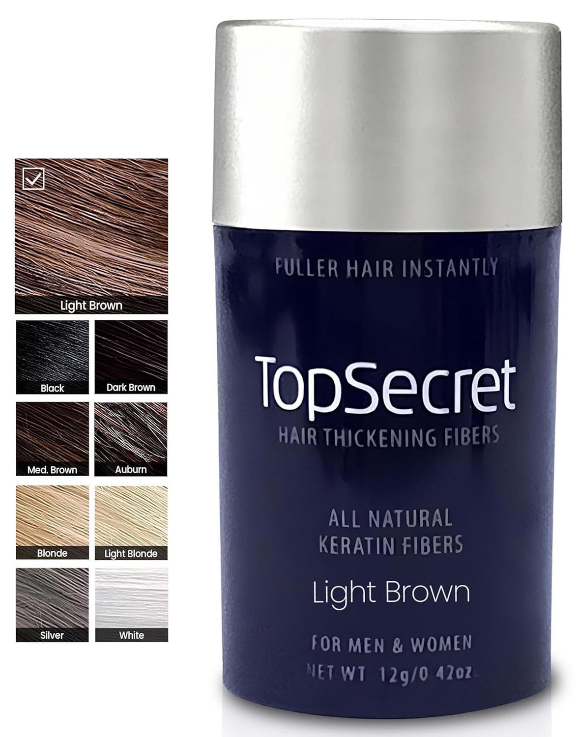 Hair Thickening Building Fibers - Natural & Undetectable Hair Filler for Men & Women | Weather-Resistant (Light Brown, Medium)