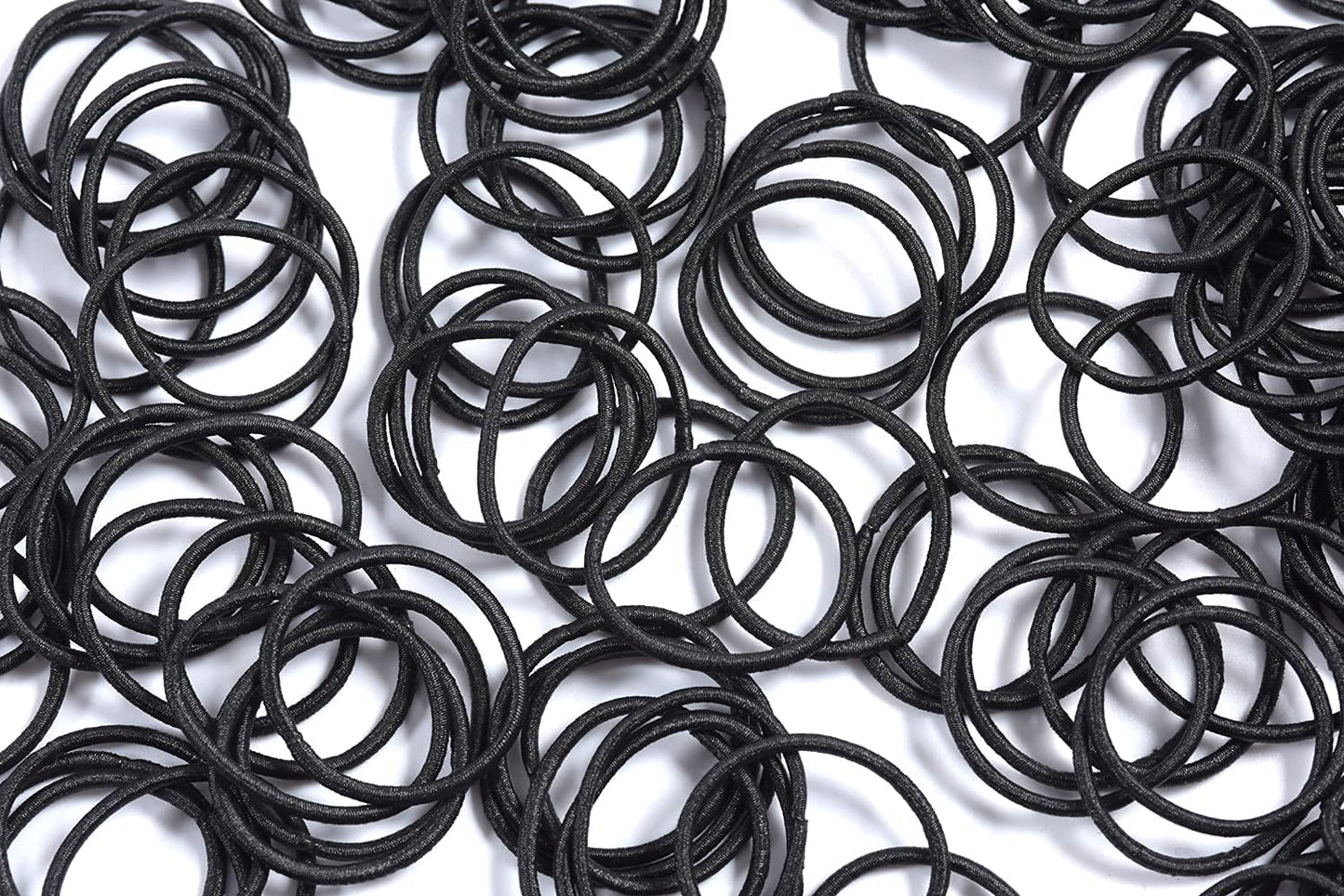 Small Hair Elastics for Girls - Soft Rubber Bands, 100 PCS | Comfy Black Hair Ties