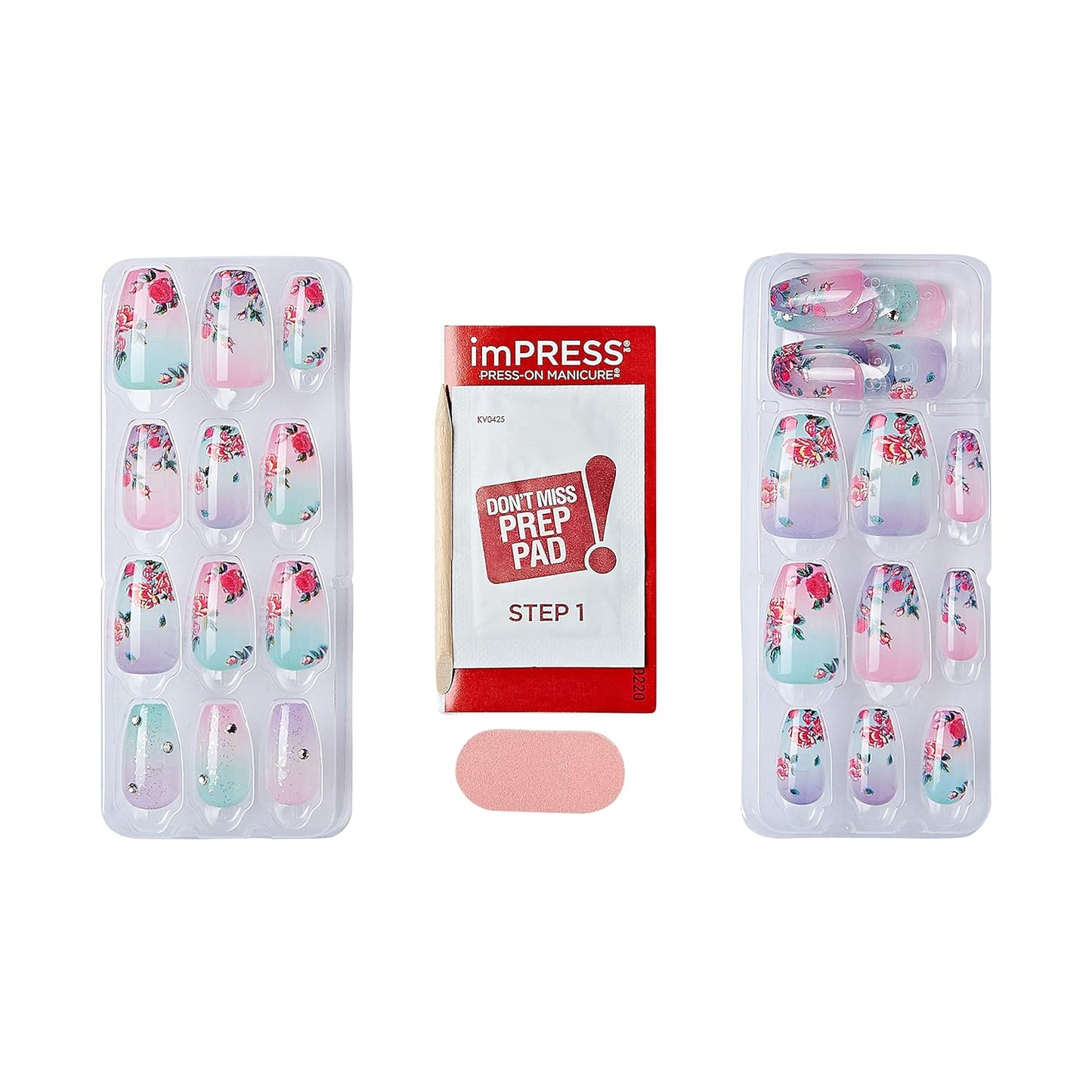 KISS Press-On Manicure - Lilac Crush Medium Coffin Purple Nails | Includes Prep Pad, Mini File & Cuticle Stick