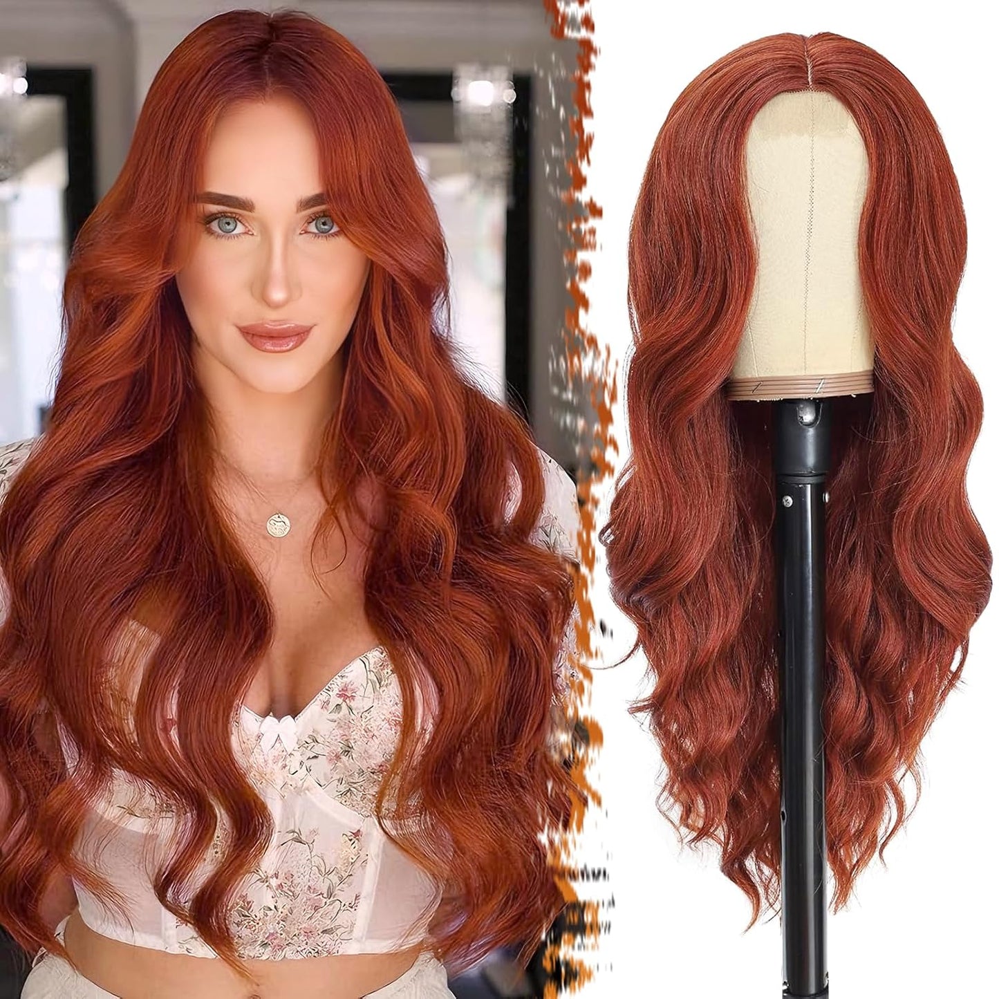 18 Inch Wavy Beige Blonde Wig - Medium Length Synthetic Wig for Women | Natural Soft Waves for Daily Wear & Parties
