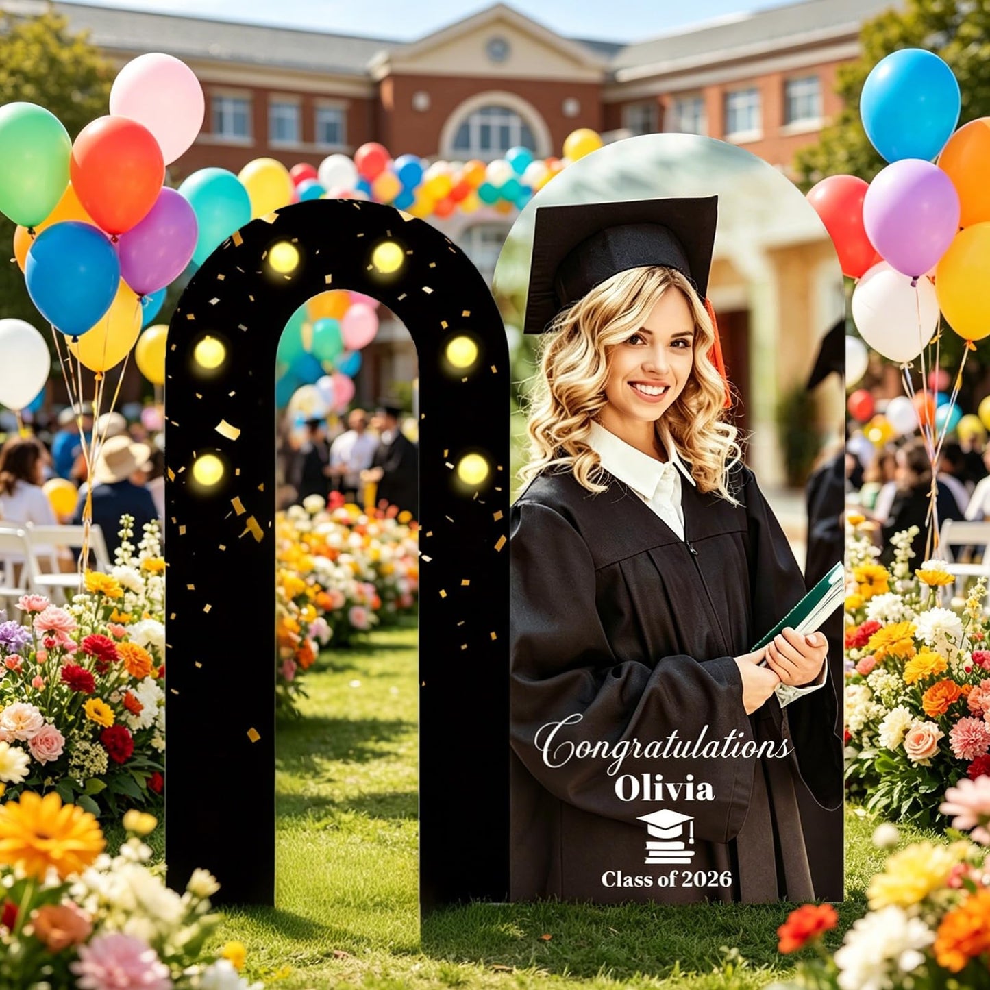 Byxhuc Graduation Personalized KT Board Party Sign, 6ft ×2.6ft, 6.6ft ×3.3ft Customized Grad Party for Ceremony Events, Custom Foam Board Backdrop for Parties Indoor Outdoor