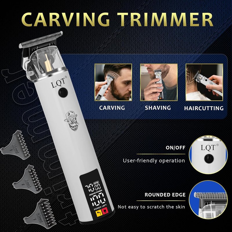 Professional Barber Kit - Cordless Hair Clipper & Trimmer Set with LED Display | USB-C Rechargeable, Precision Blades, Low Noise