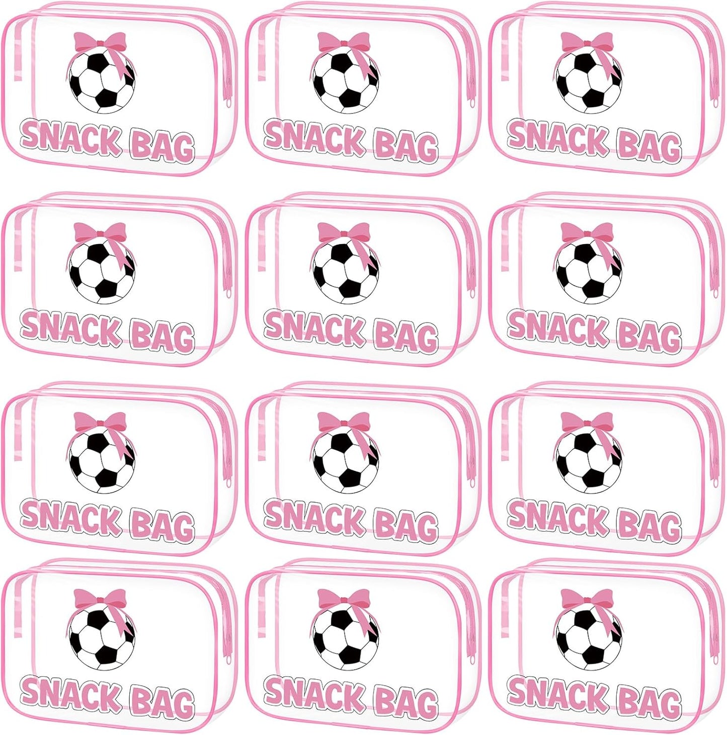 Softball Party Favors - 12 Pink Bow Snack Bags for Girls | Goodie Bags for Birthdays & Back to School, 7.09 x 4.72 x 2.36 Inch