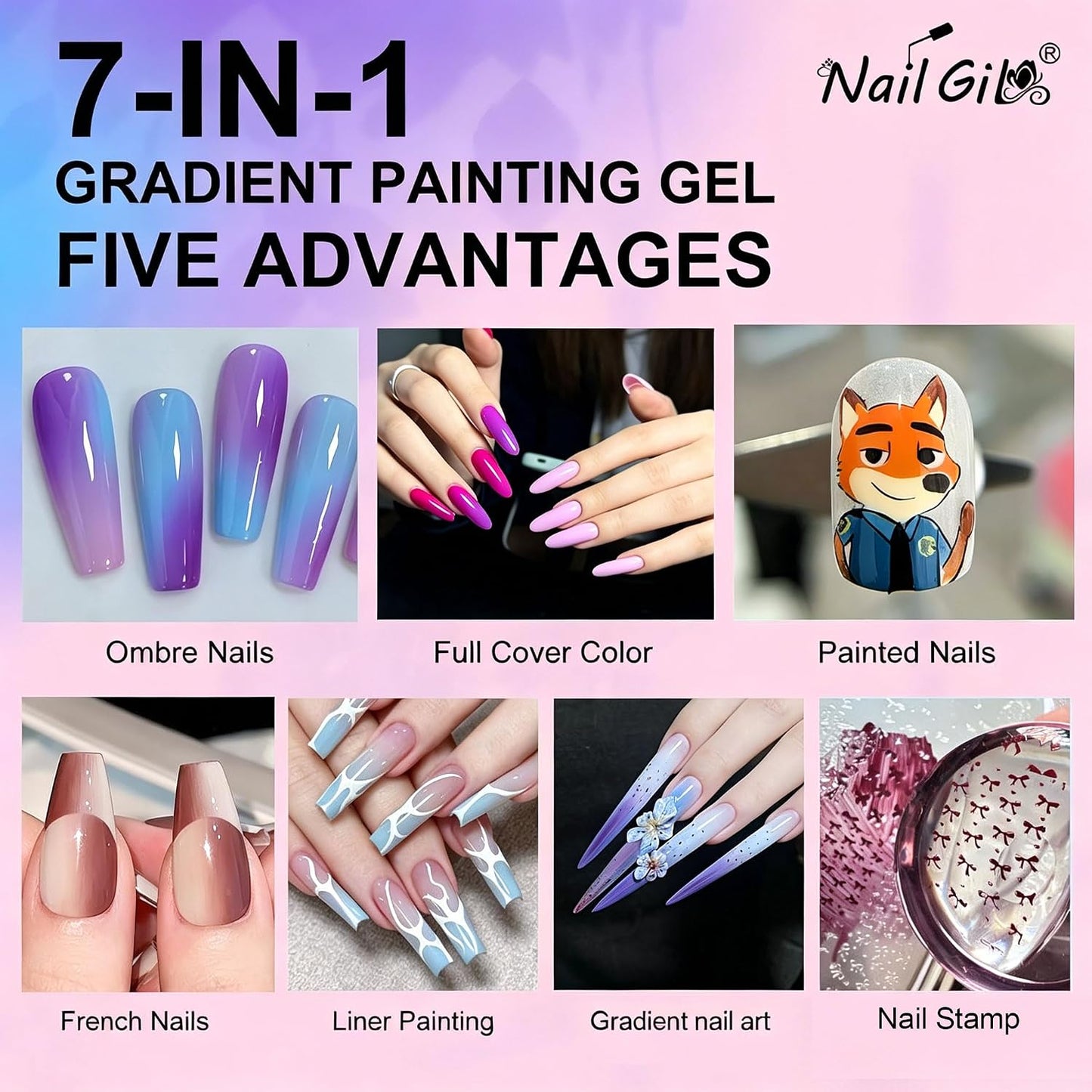 Pat Pat Gel Ombre Nail Art Palette - 12 Colors Gradient Sponge Painting Set for Salon Manicure
