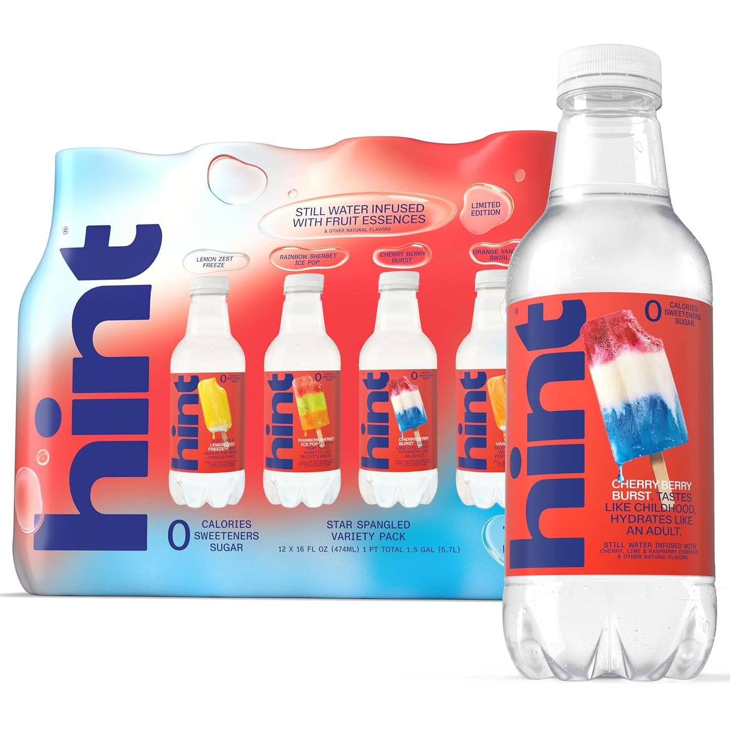 Hint Infused Bottled Water Variety Pack - Sugar-Free, Zero Calorie Natural Flavors | 16 Fl Oz (Pack of 12)