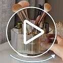 360° Rotating Makeup Brush Holder - Clear Cosmetic Organizer