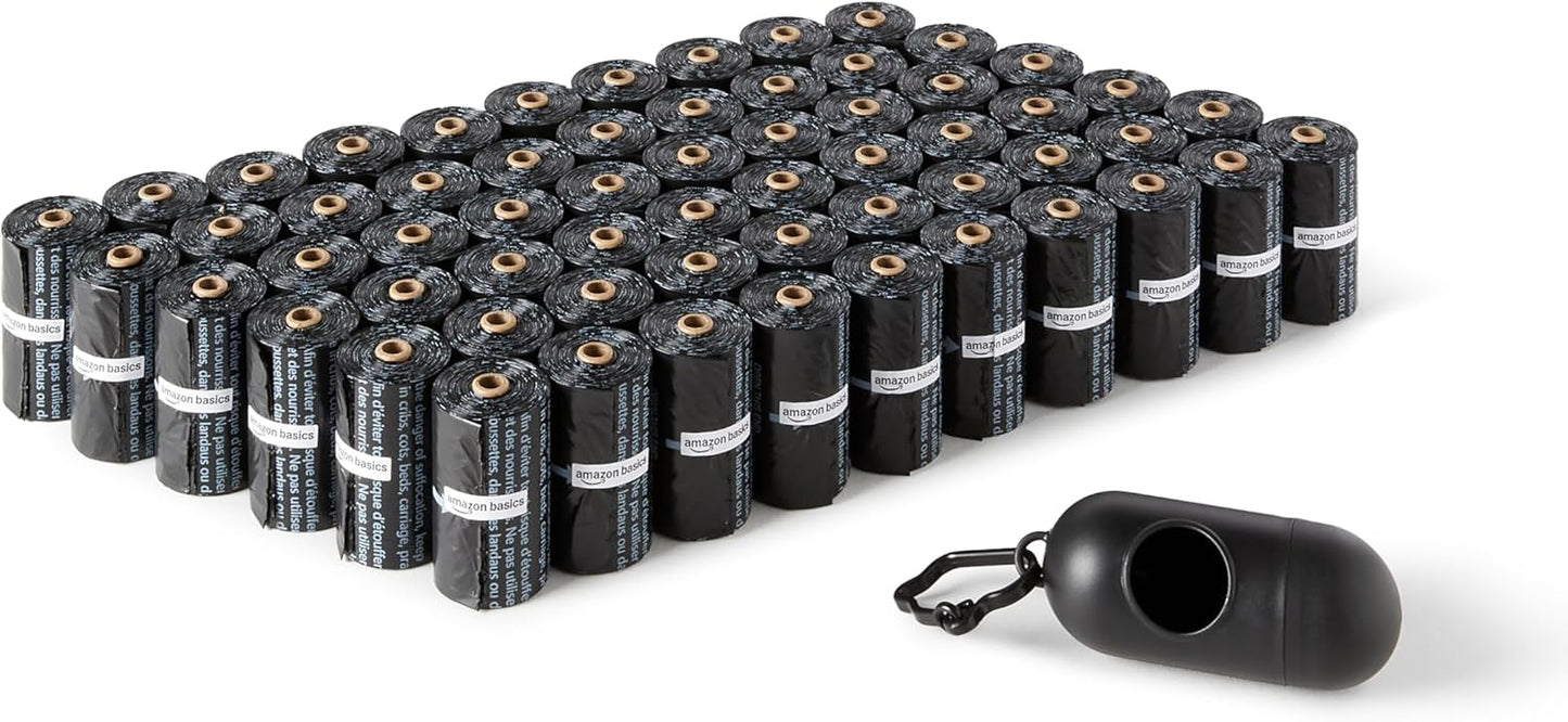 Dog Poop Bags - Leak Proof Waste Disposal Bags with Dispenser & Leash Clip | Unscented, 900 Count (60 Rolls)