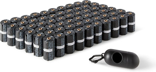 Dog Poop Bags - Leak Proof Waste Disposal Bags with Dispenser & Leash Clip | Unscented, 900 Count (60 Rolls)