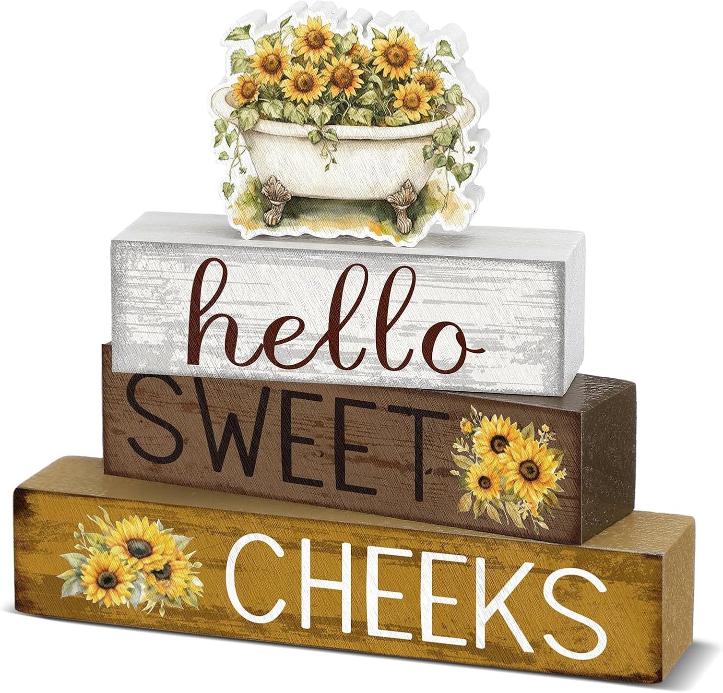 Highland Cow Bathroom Decor | 4 Pcs Farmhouse Style Table Centerpiece for Christmas & Valentine's Day