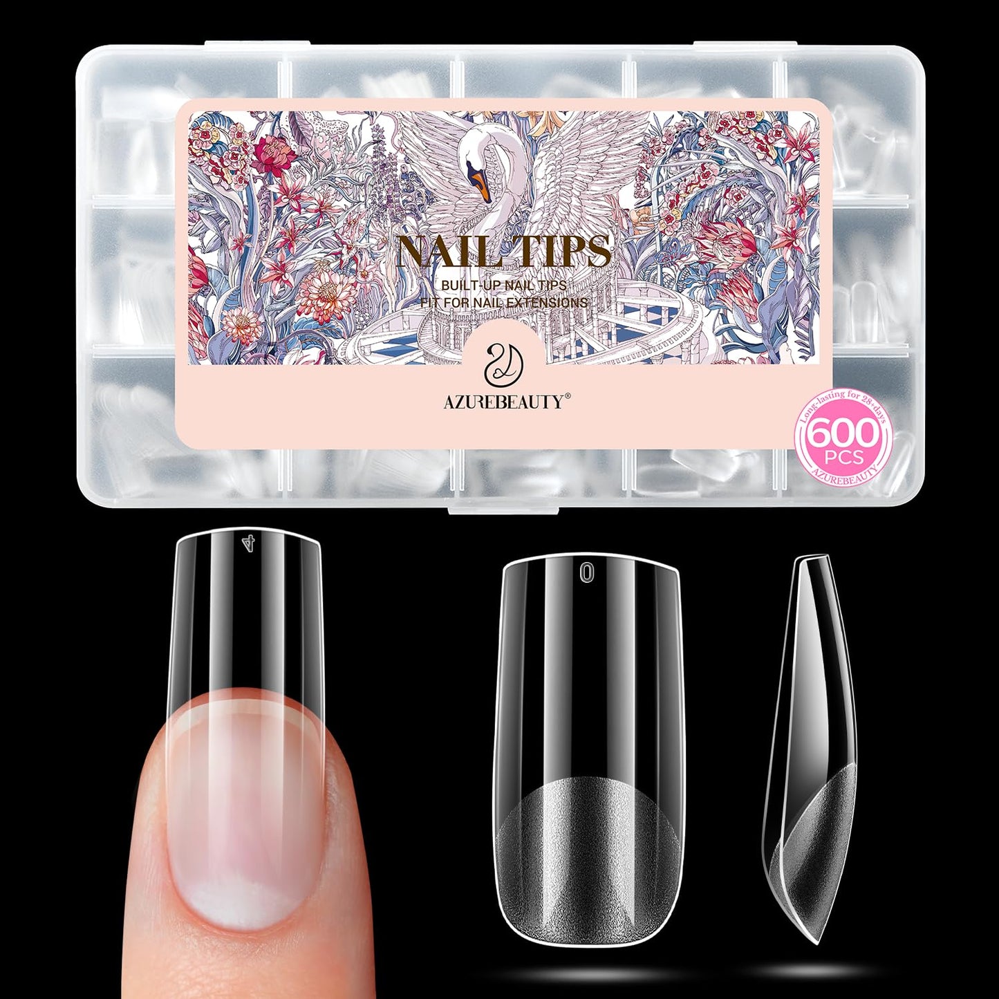 Short Square Nail Tips - 600pcs Pre-Etched Soft Gel Acrylic Fake Nails | Half Matte Full Cover for DIY Manicure