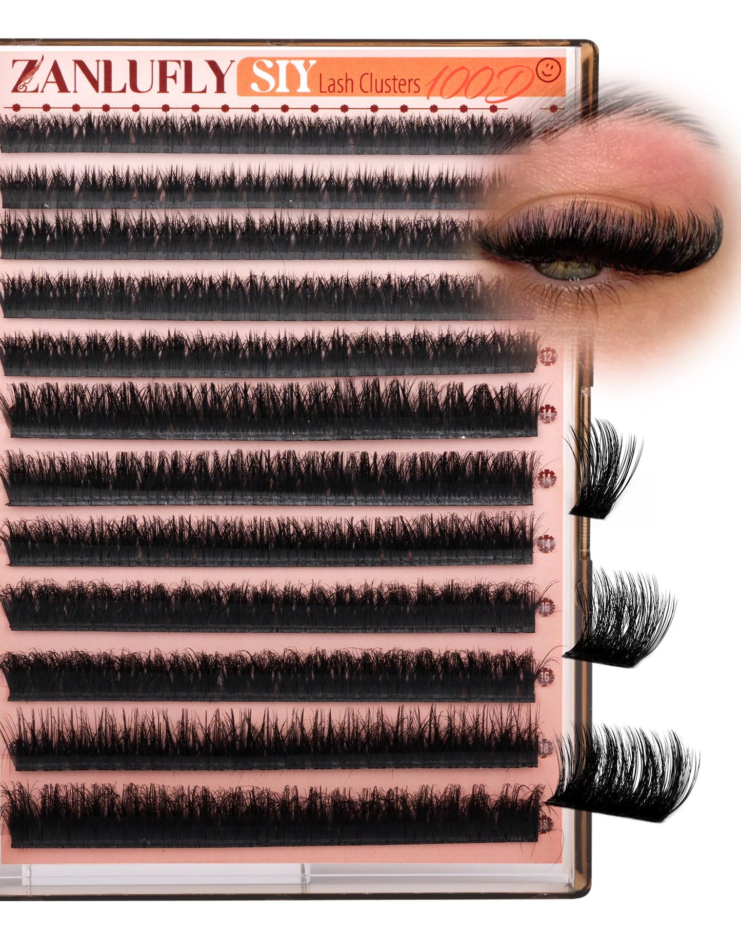 Lash Clusters Fluffy Cluster Eyelash Extensions 100D Eyelash Clusters Thick Volume Lash Extension Faux Mink Eyelashes SIY Individual Lashes DIY at Home by ZANLUFLY