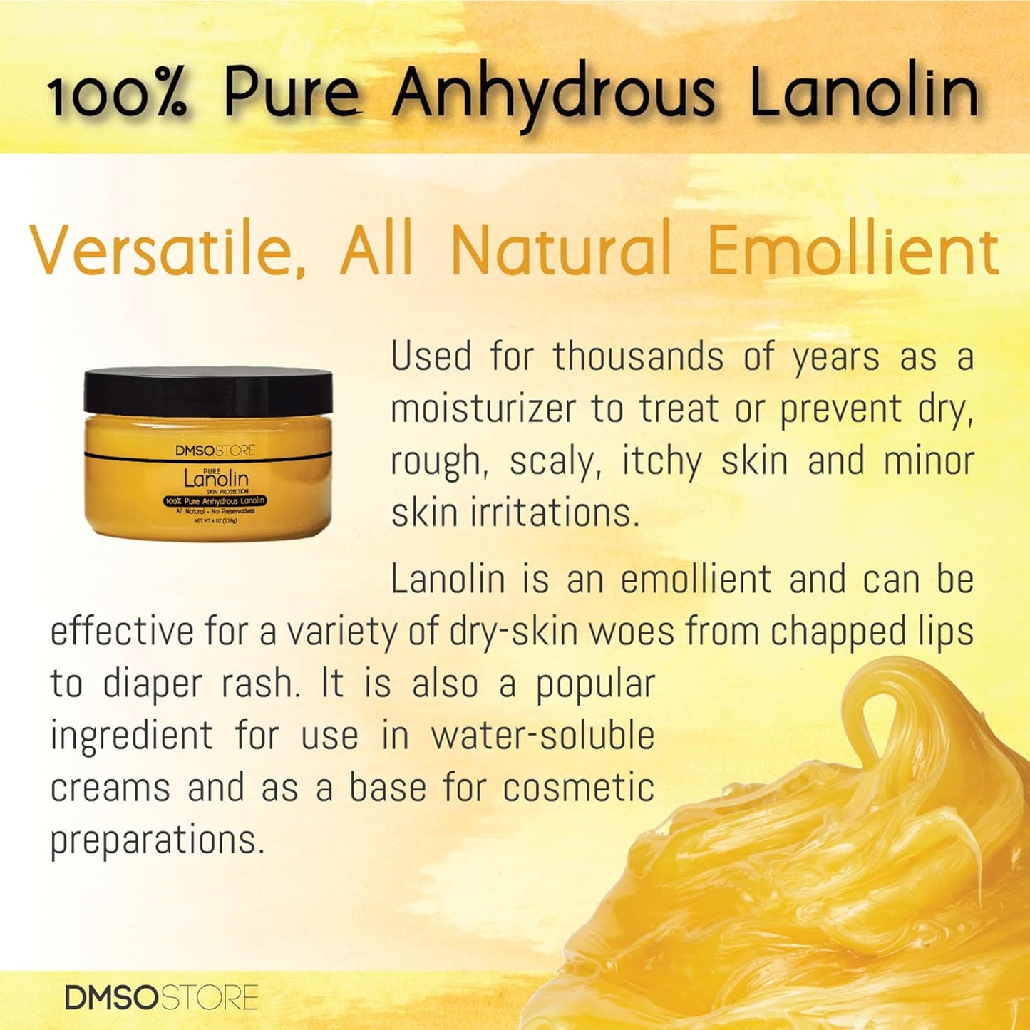 Lanolin - 100% Pure Unrefined Sheep Wool Skin Moisturizer | USP Grade, Anhydrous, 1 lb
