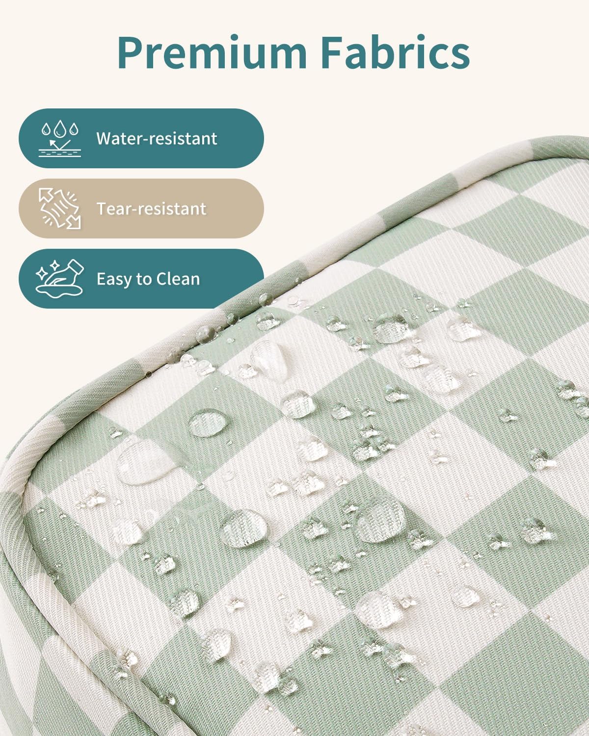 Travel Toiletry Bag for Women - Stylish Dopp Kit with Mint Green Checkerboard Design | Cosmetic & Makeup Organizer