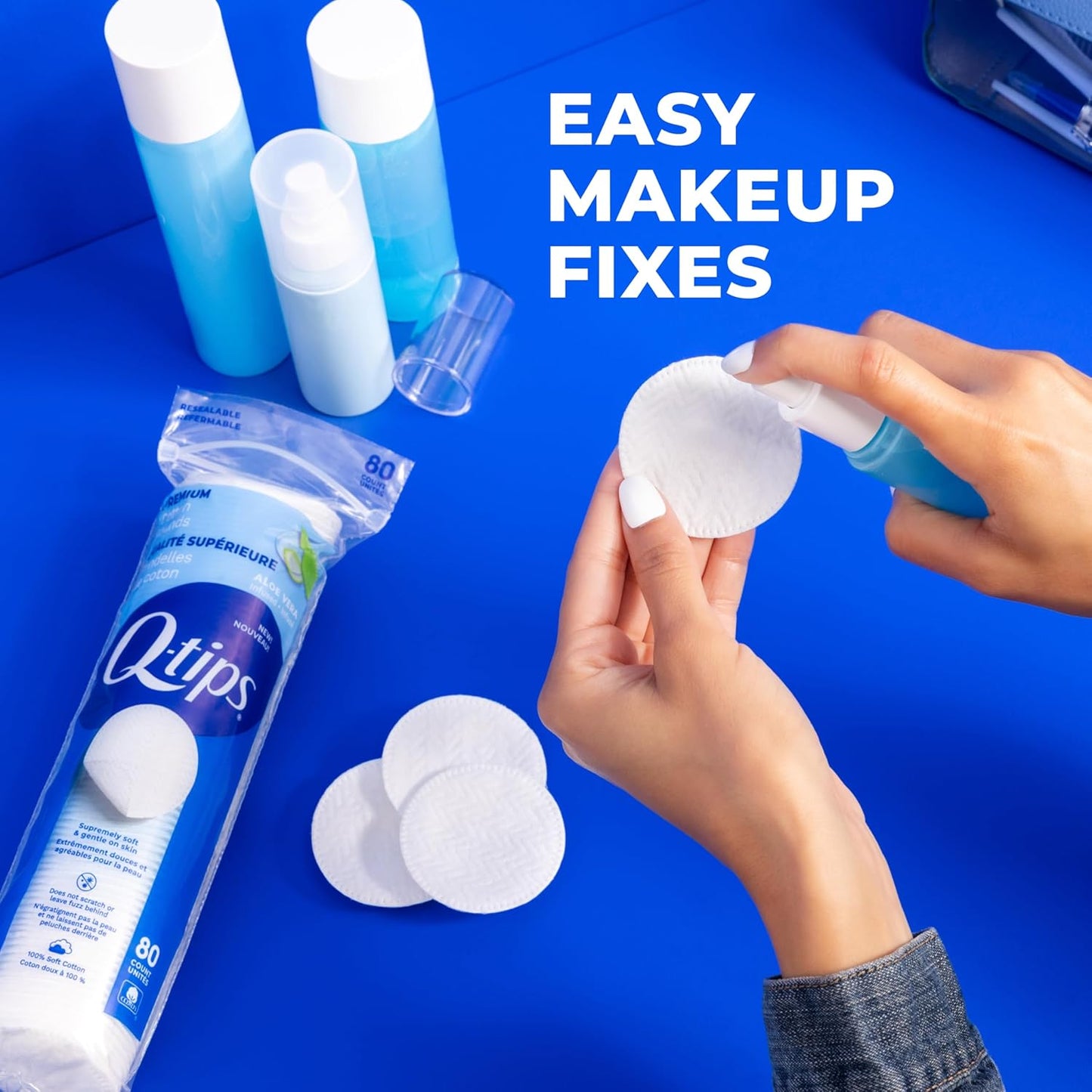 Premium Cotton Rounds - 100% Lint-Free Makeup Remover Pads | Soft Cleansing Face Pads for Skin Care, 80 Count (6 Pack)