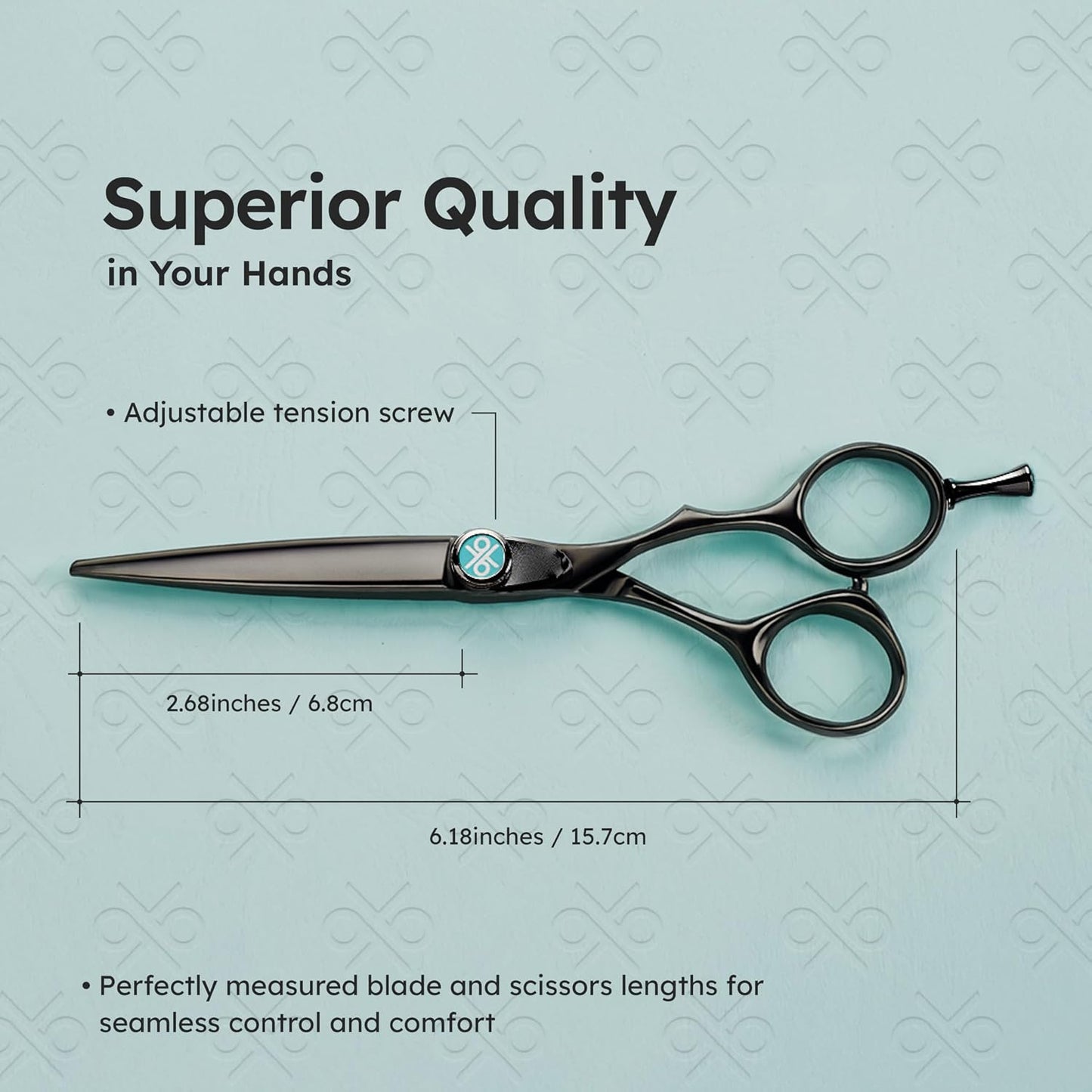 Professional Hair Scissors - 6" Titanium-Black VG-10 Barber Shears with Ergonomic Handle & Anti-Glare Finish | K9 Shears