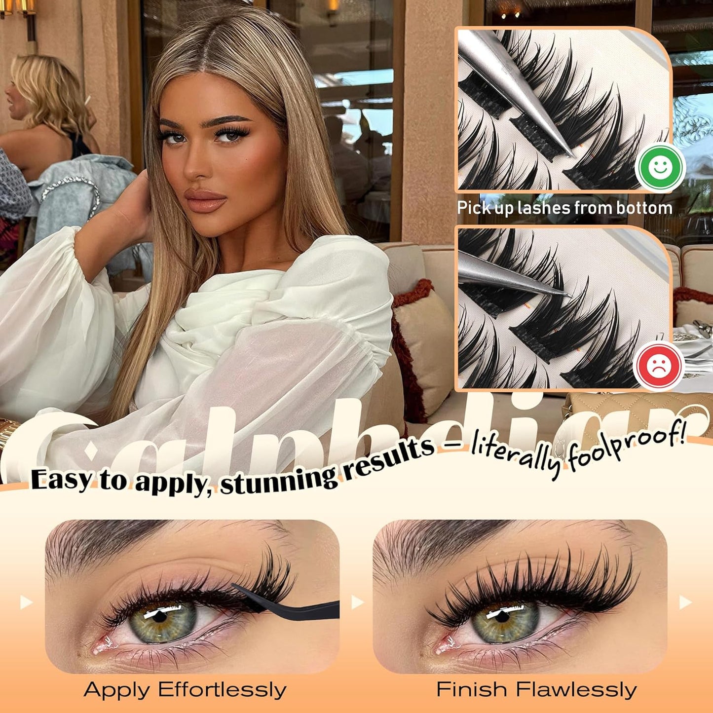 Wispy Eyelash Clusters - Bunny Spiky D Curl Extensions | Natural Soft Individual Lashes 10-16mm
