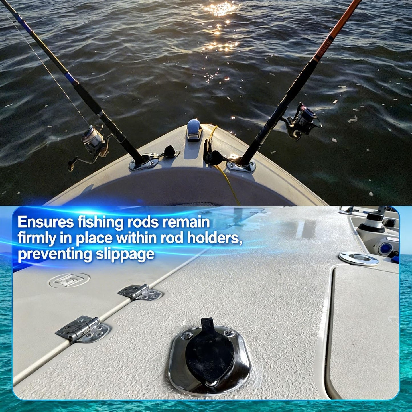 Boat Stainless Steel 30 Degree Fishing Rod Holders with Rubber Cap & Gasket, Flush Mount
