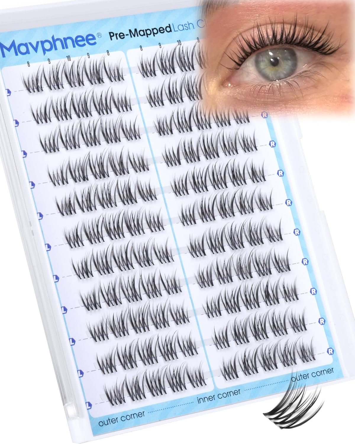 Fox Eye Lash Clusters - J-Curly Individual Eyelash Extensions | 144 Pcs, 10-15MM Wispy Cat Eye Design