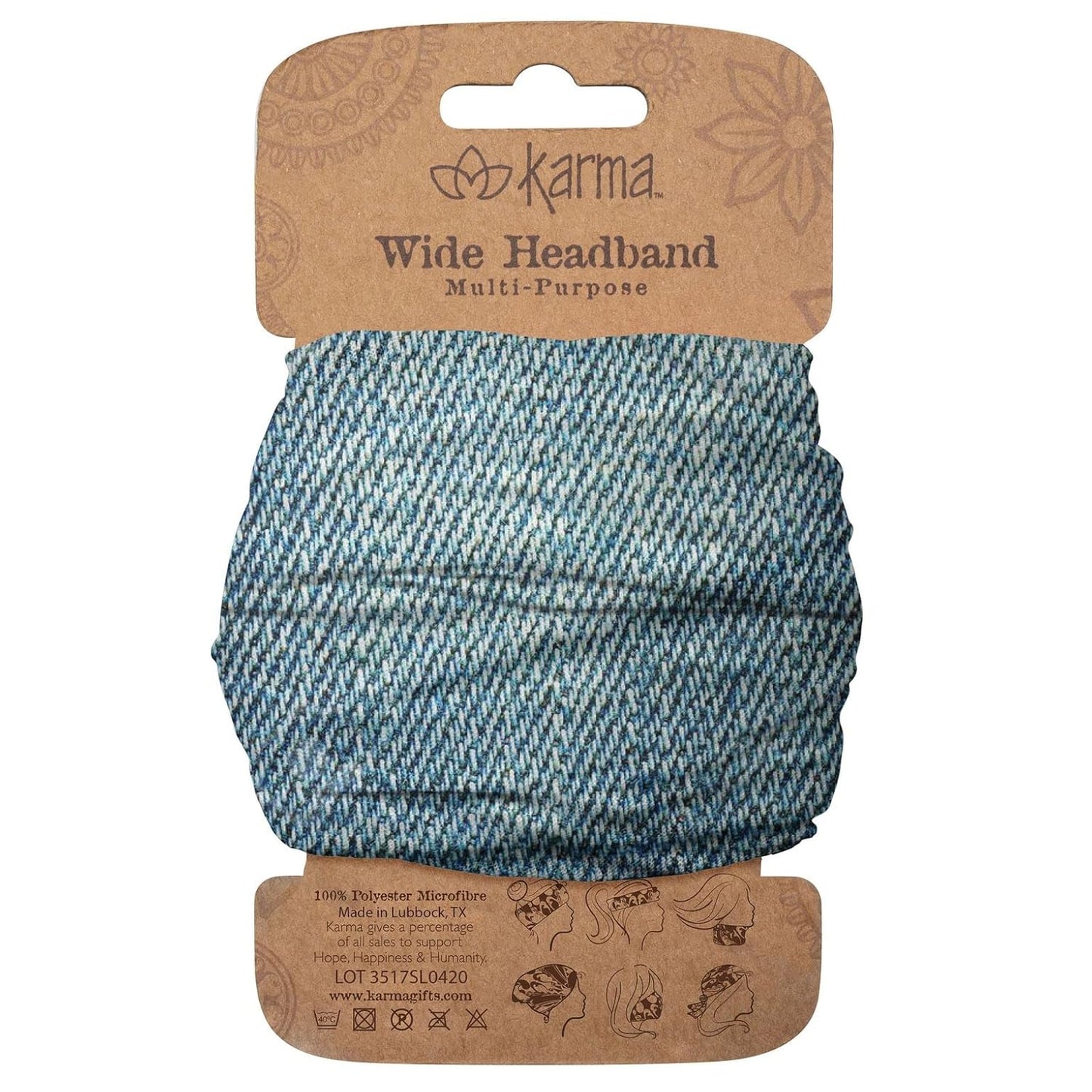 Floral Headband for Women - Teal/Apricot Split Design | Wide Fabric & Stretchy Hair Scarf