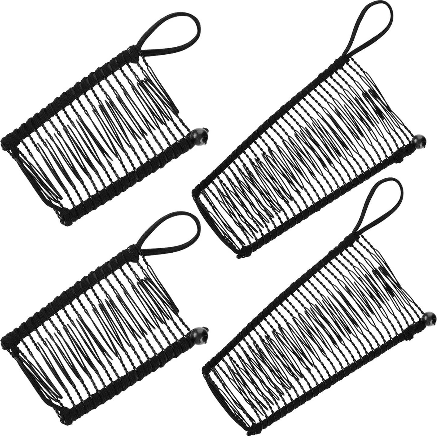 WILLBOND Banana Hair Clips for Women - Vintage Stretchy Grip for Curly, Thick, Wavy Hair | 4 Pcs Set in Black
