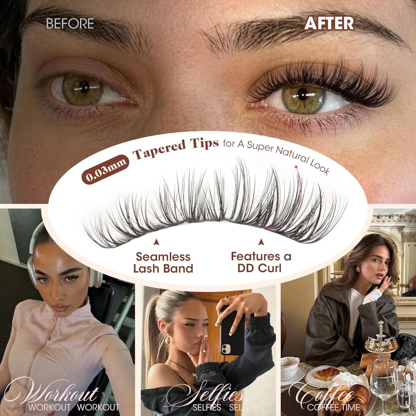 Spider Lash Clusters - Wispy Fluffy Eyelash Extensions for Natural Look | 10-16MM DD Curl