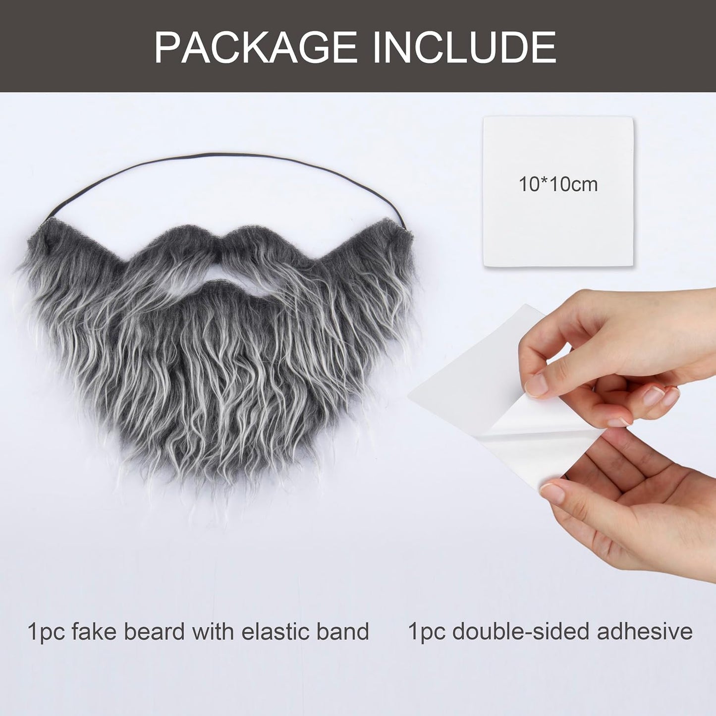 Fake Beard and Mustache for Men - Elastic Band Cosplay Facial Hair | Halloween Costume Accessory