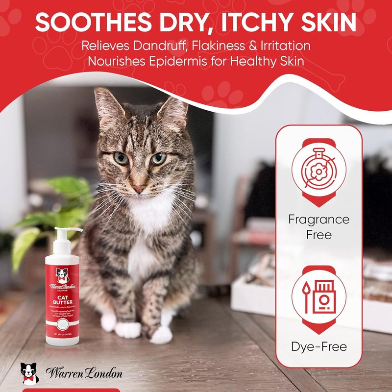 Cat Hydrating Butter - Unscented Leave-In Conditioner Lotion for Soft, Shiny Fur | Deep Moisture & Detangling for All Breeds
