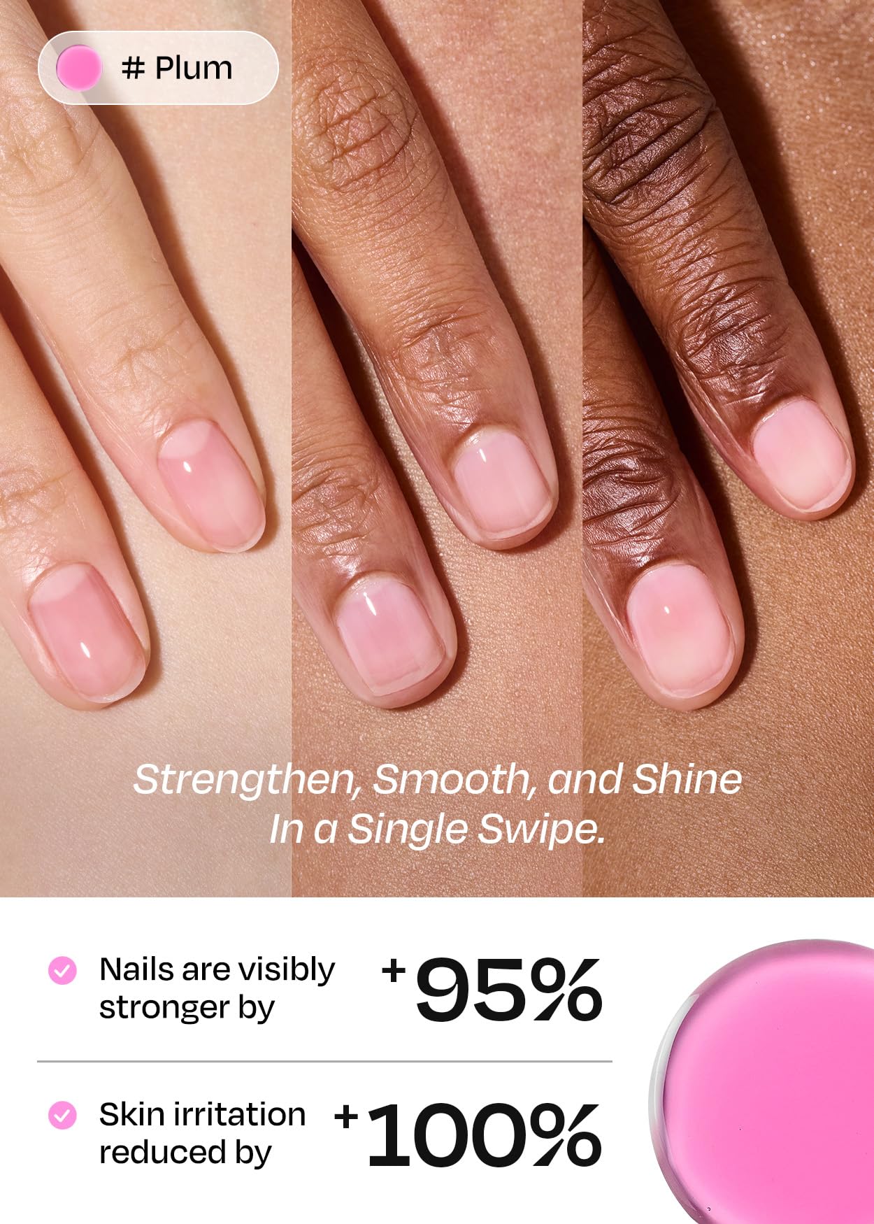 ohora Natural Glow Water Syrup Nail Strengthener (Plum) - Tinted Nail Hardener for Brittle, Damaged Nails, Quick-Dry Glossy Finish, Nail Repair & Growth, 15 mL