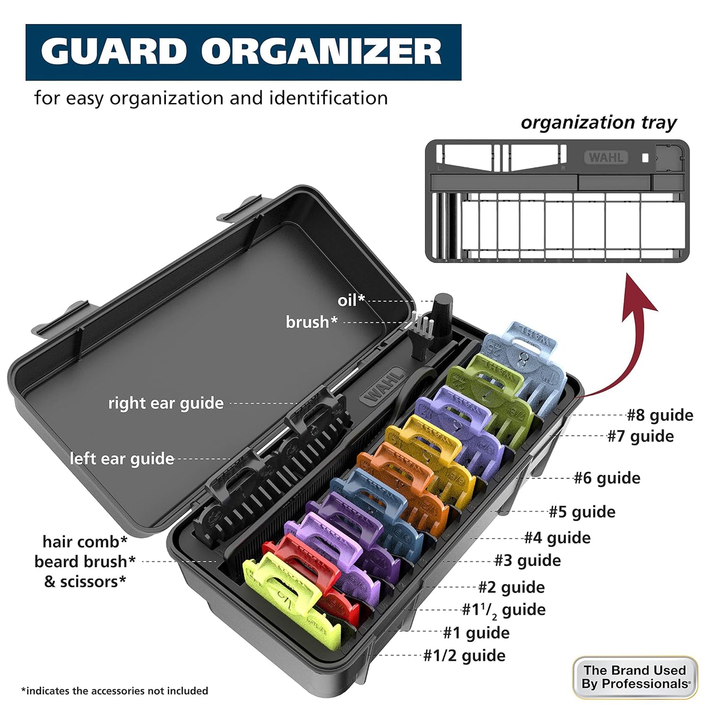 Wahl Clipper Secure-Fit™ Attachment Guard Kit | 14-Piece Color Pro Guide Combs Set