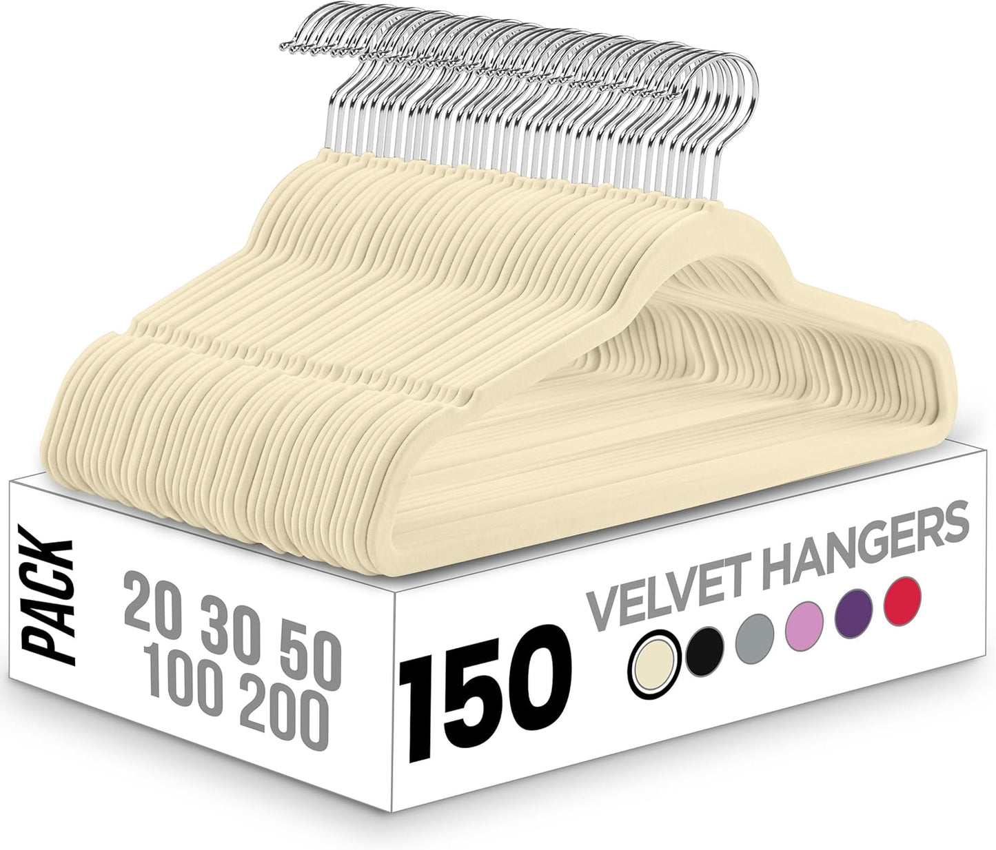 Utopia Home Velvet Hangers - Non-Slip Slim Coat & Pant Hangers | 50 Pack, 360° Swivel Hook, Black