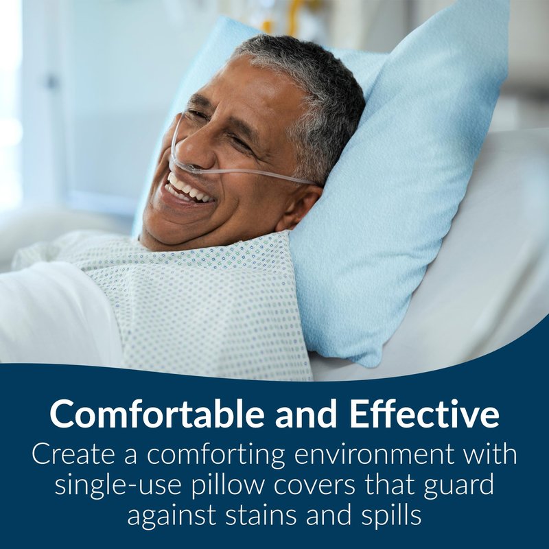 Avalon 703 Disposable Pillowcases, Blue, 21” Wide x 30” Long (Pack of 100) ― Single-Use Pillowcases ― Tissue with Poly Back to Help Prevent Leak-Through ― Pebble Embossed ― Medical Supplies