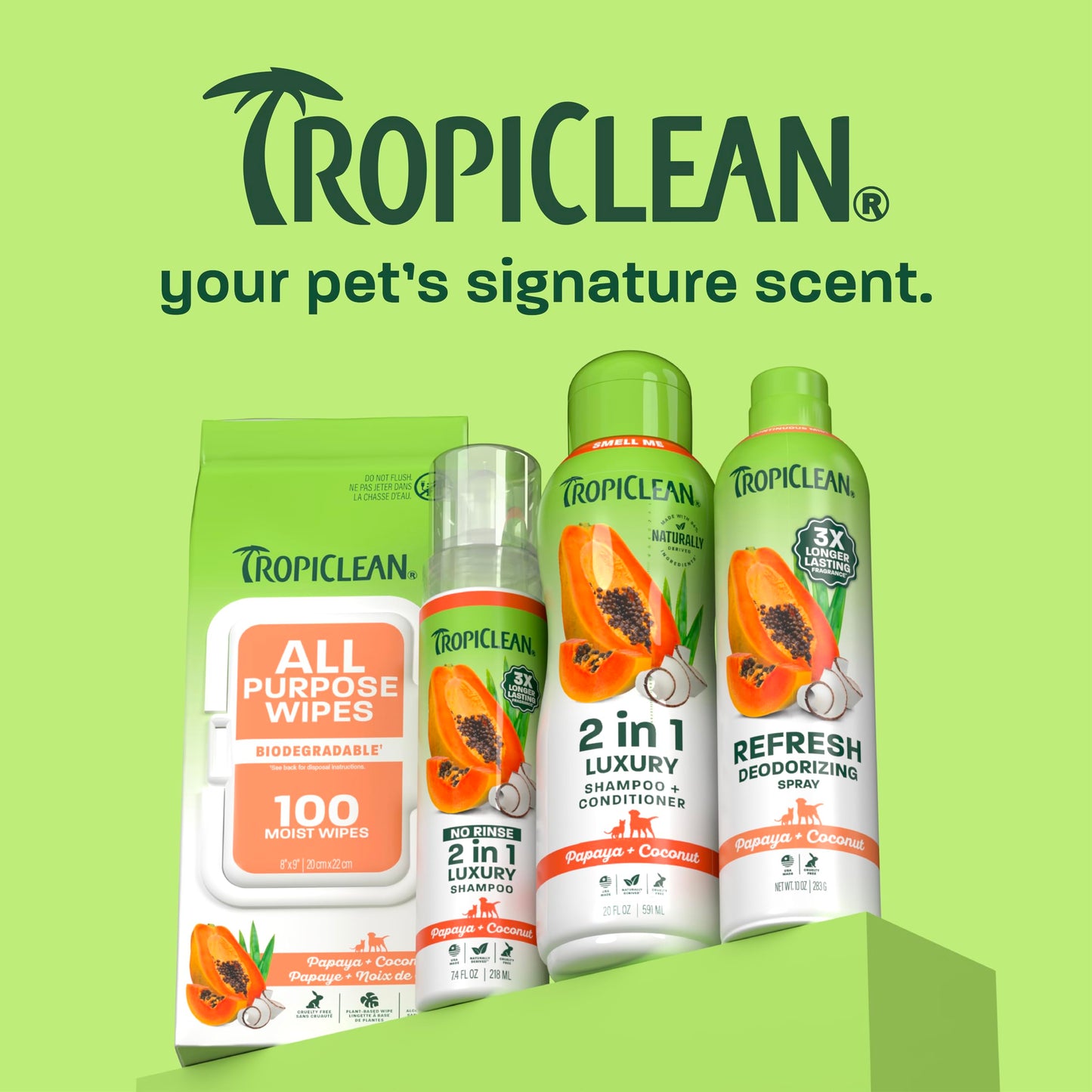 TropiClean 2-in-1 Dog Shampoo and Conditioner, Moisturizing Dog Detangler, Puppy Safe, Made in the USA, Papaya Scent, Cat & Kitten Safe, 20oz.
