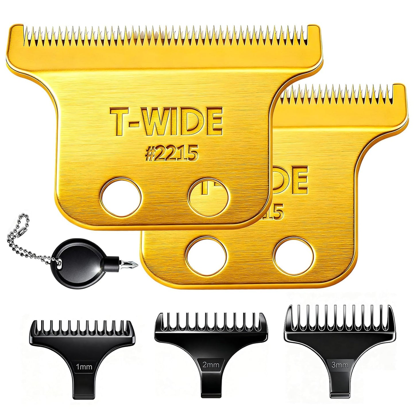 Replacement T Wide Blades for Wahl 5 Star Detailer Li Trimmer - Adjustable Stainless Steel Zero-Gap Blade | 1PC Gold