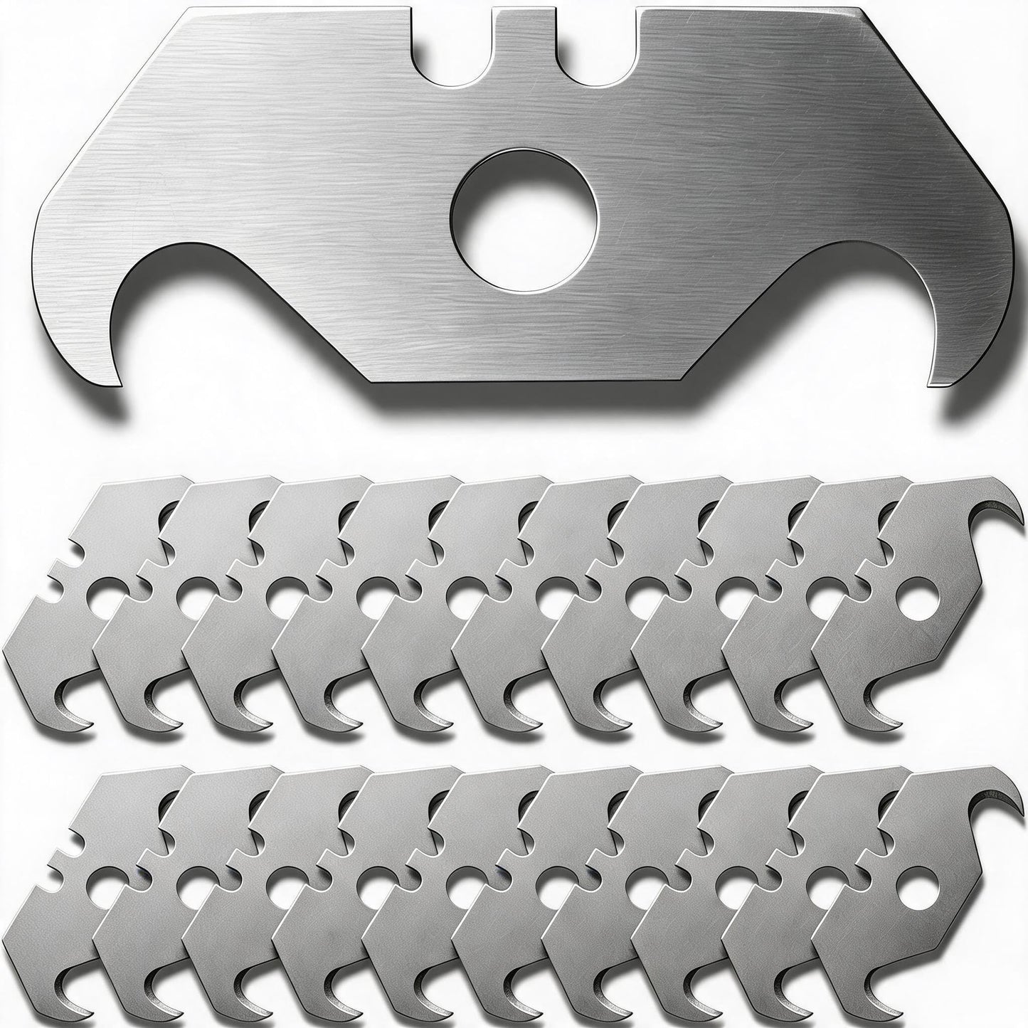 100 PCS Hook Blade Utility Knife Hooked Razor Blades with Storage Box for Cutting Carpets, Wallpaper, Roofing Materials