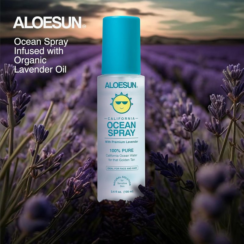 Ocean Spray Face Mist - Pure California Sea Salt & Organic Lavender | Hydrating Tanning & Scalp Exfoliant | Travel Size 3.4 Fl Oz