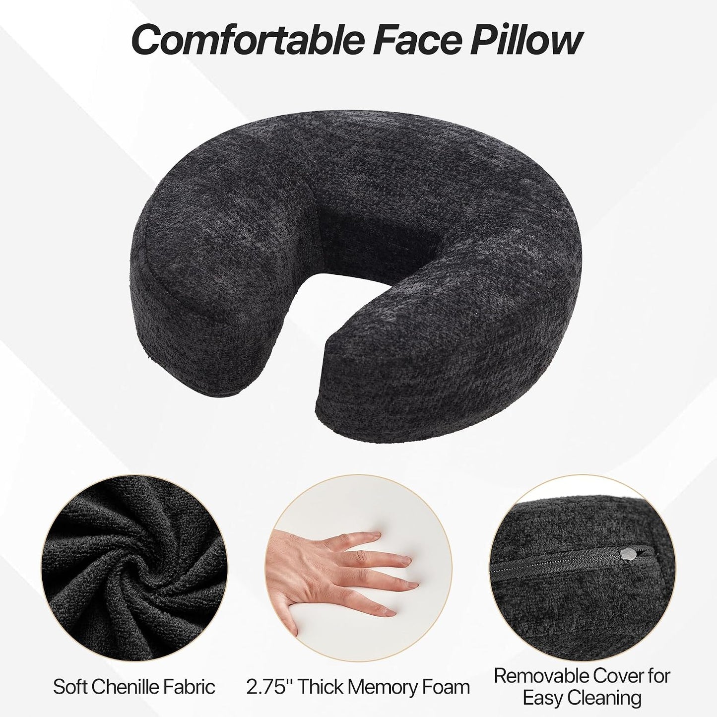 Adjustable Massage Face Cradle - Portable Memory Foam Headrest for Home Use | Ideal for Eye Surgery Recovery