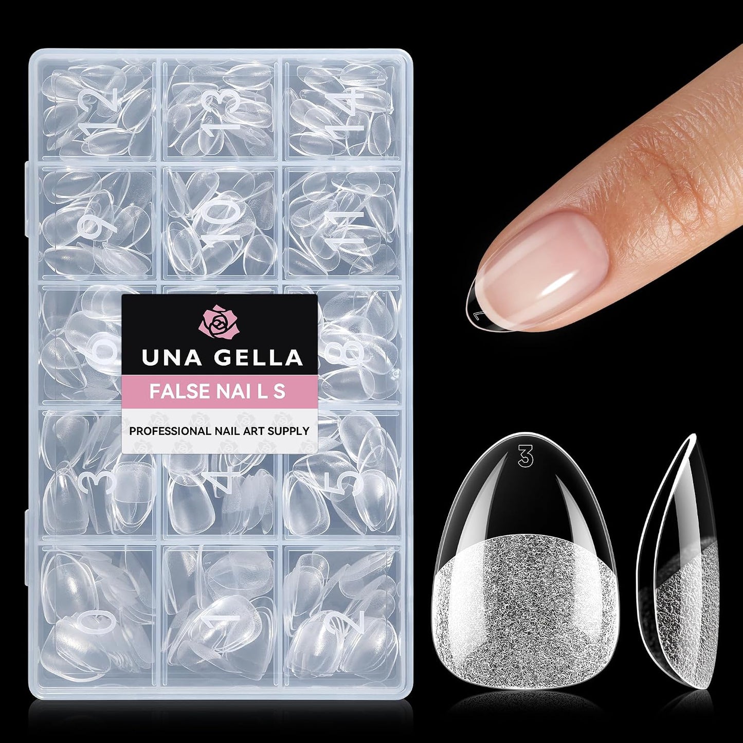 Short Almond Gel Nail Tips - 300PCS Pre-Etched Soft Gel for Easy DIY | Snug Fit Acrylic Extensions