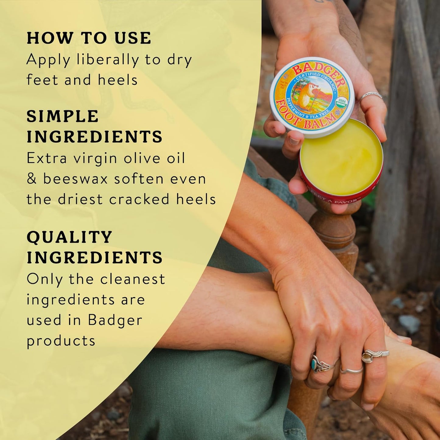 Badger Foot Balm - Organic Foot Cream for Dry Cracked Heels & Feet | Fast-Acting All-Natural Treatment, 0.75 oz