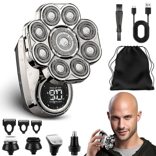 9.0 Ultra Shaver, Head Shavers for Bald Men, 6-in-1 Electric Razor - Led Display Rechargeable Head Shaving Kit with USB-C Fast Charge, IPX7 Waterproof (Set-a-9 Blades)