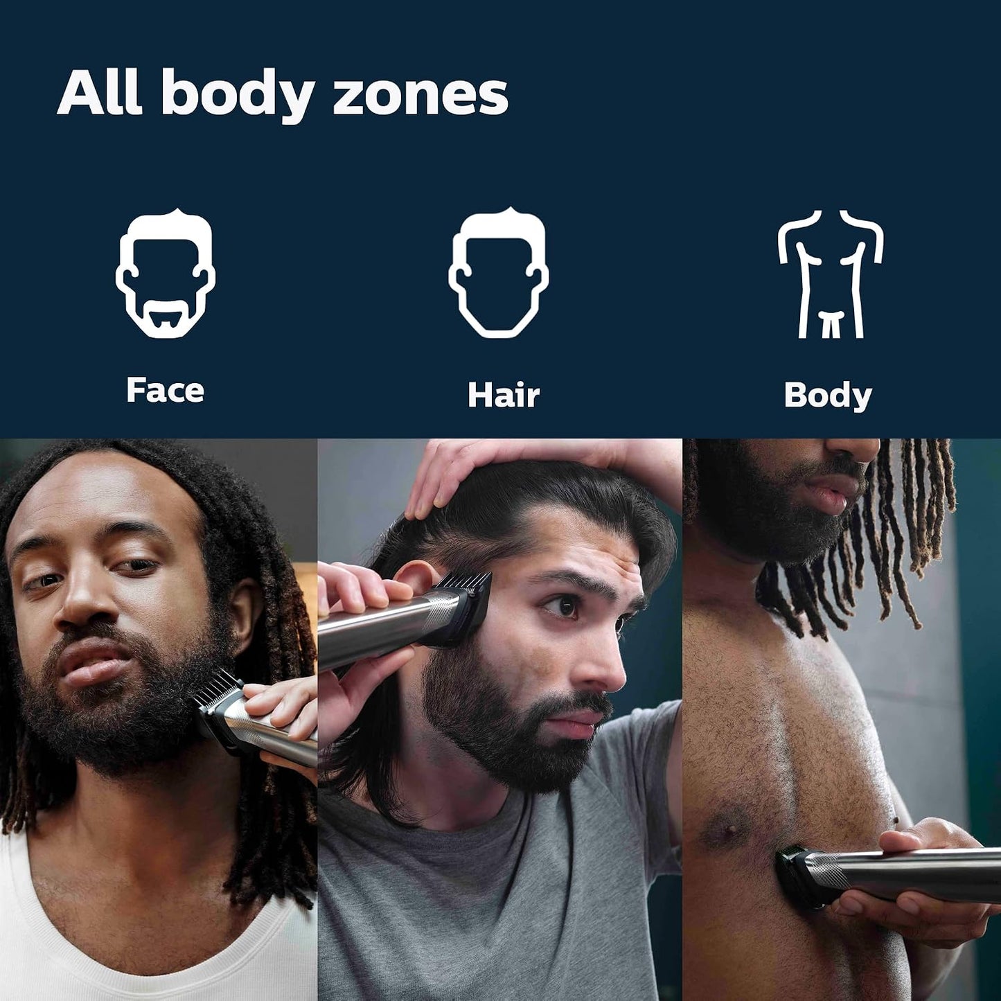 Philips Multigroom 7000 Series - All-in-One Beard & Hair Trimmer | 19-Piece Men's Grooming Kit with Soft Pouch, MG7910/49