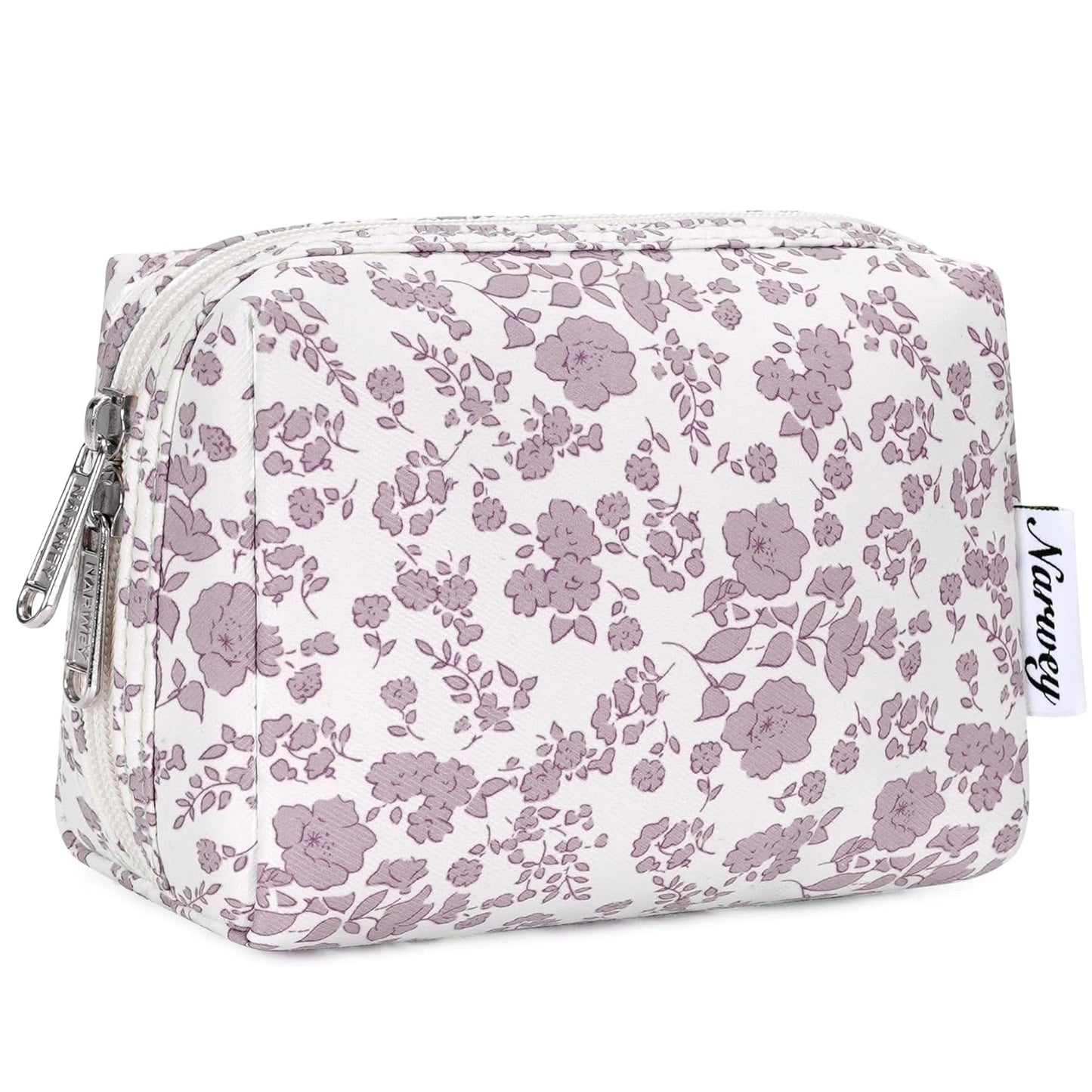 Checkered Makeup Bag - Travel Cosmetic Organizer with Compartments | Large Sky Blue Checkerboard