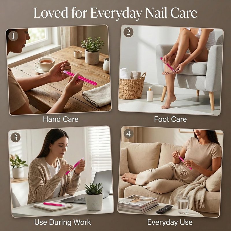 Pumice Stone Cuticle Remover - Multifunction Nail File & Pusher | Pink 5-Pack for DIY Nail Care