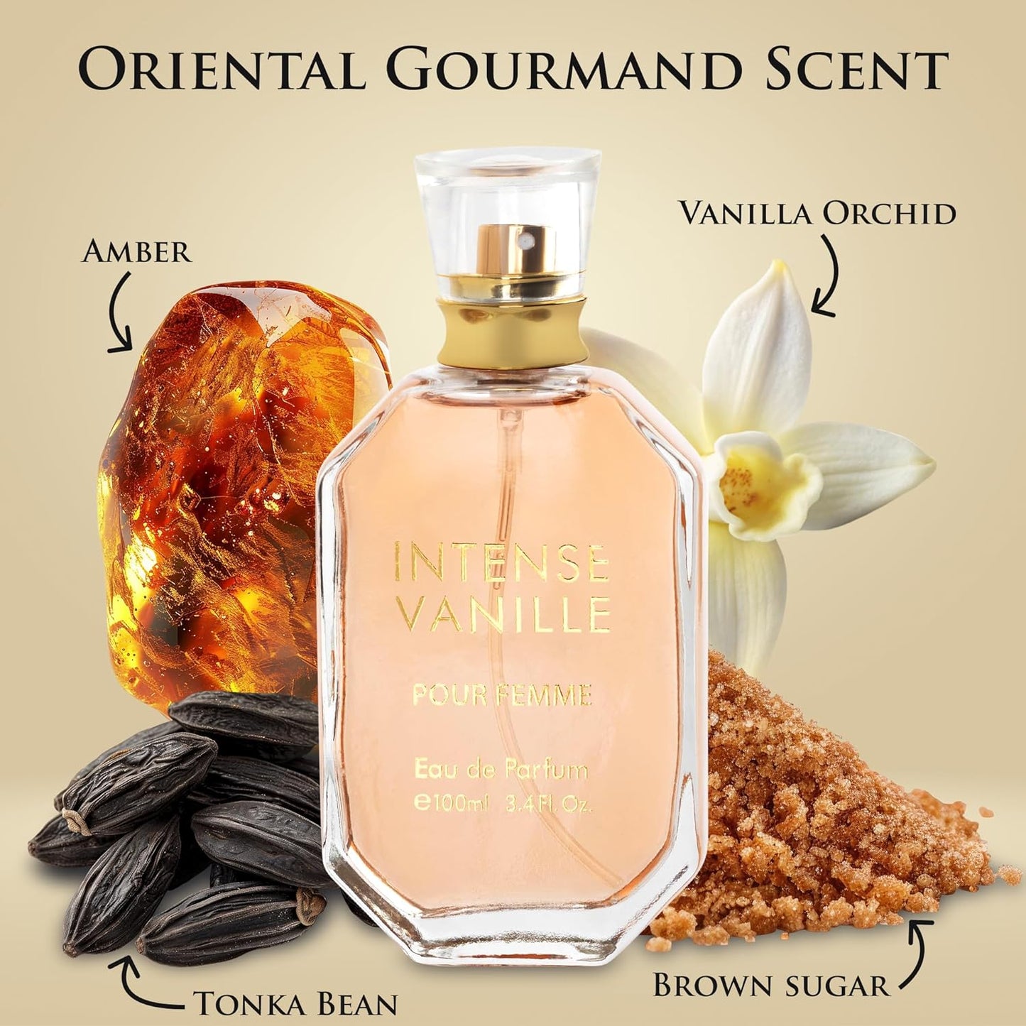 Intense Vanille Women's Perfume - Oriental Gourmand Fragrance with Vanilla Orchid & Jasmine | Notes of Amber & Musk