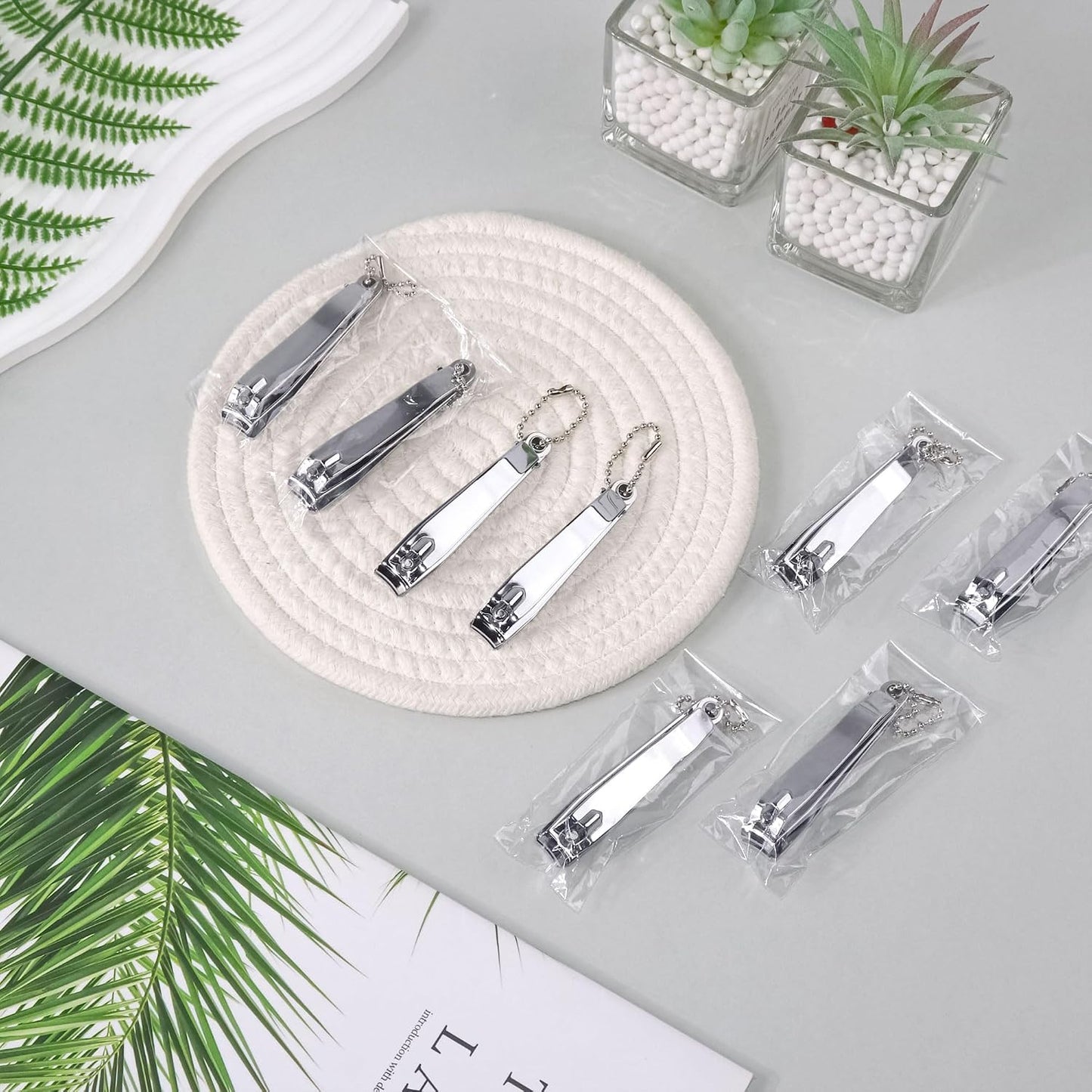 Nail Clippers Bulk - Fingernail Clippers with File | Individually Wrapped for Travel & Charities (50-Pack)