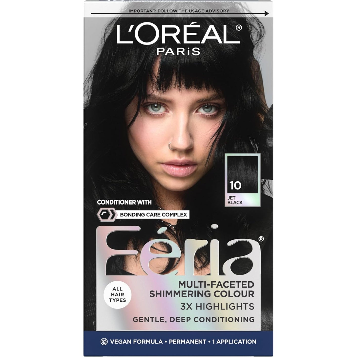 L’Oreal Paris Feria Hair Color - High Intensity Jet Black Dye for 3X Highlights | 1 Kit