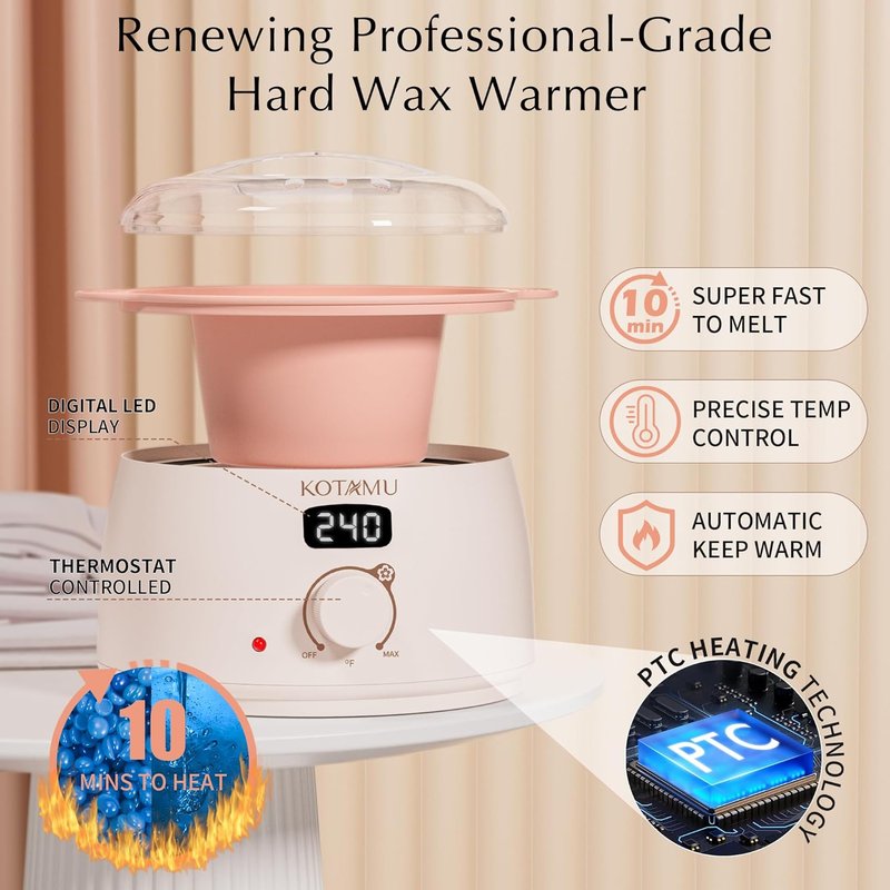 Waxing Kit for Hair Removal - Digital Wax Warmer with Silicone Pot | Ideal for Face, Eyebrows, Arms, Legs & Sensitive Skin
