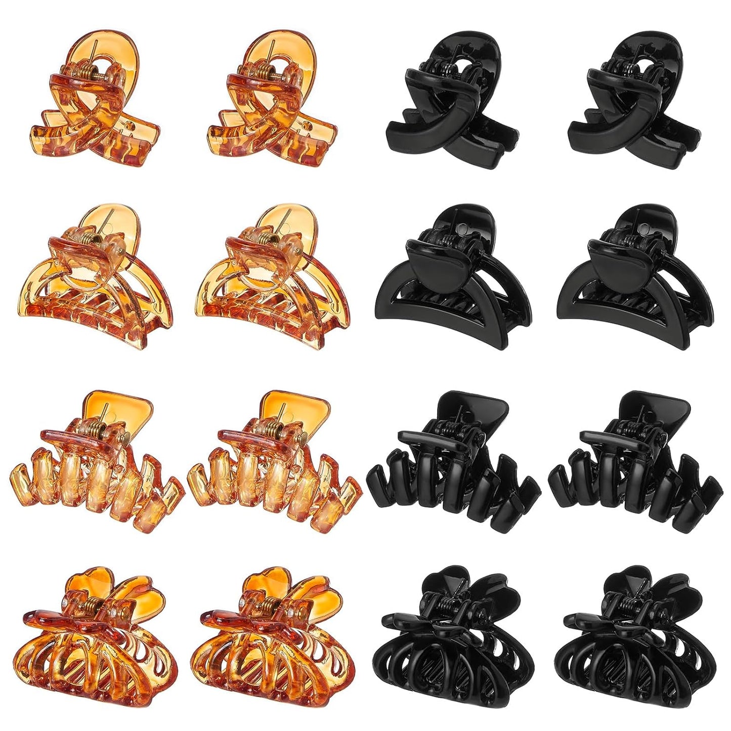 Colorful Mini Crystal Flower Hair Clips - 16PCS Non-Slip Claw Clips for Thin/Thick Curly Hair