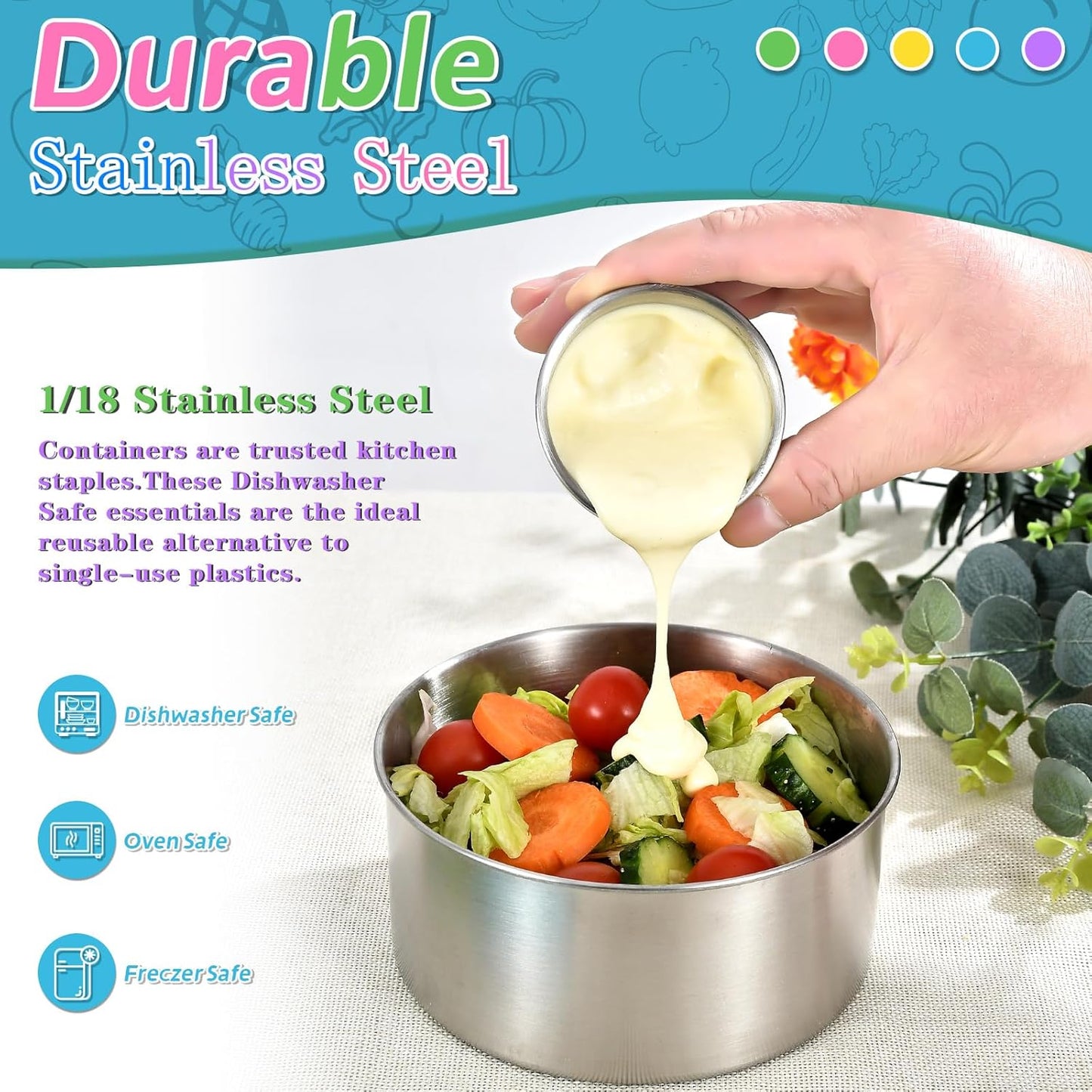 304 Stainless Steel Snack Containers - 5 Pack Stackable Food Storage Boxes for Travel & School | Metal Lunch Boxes